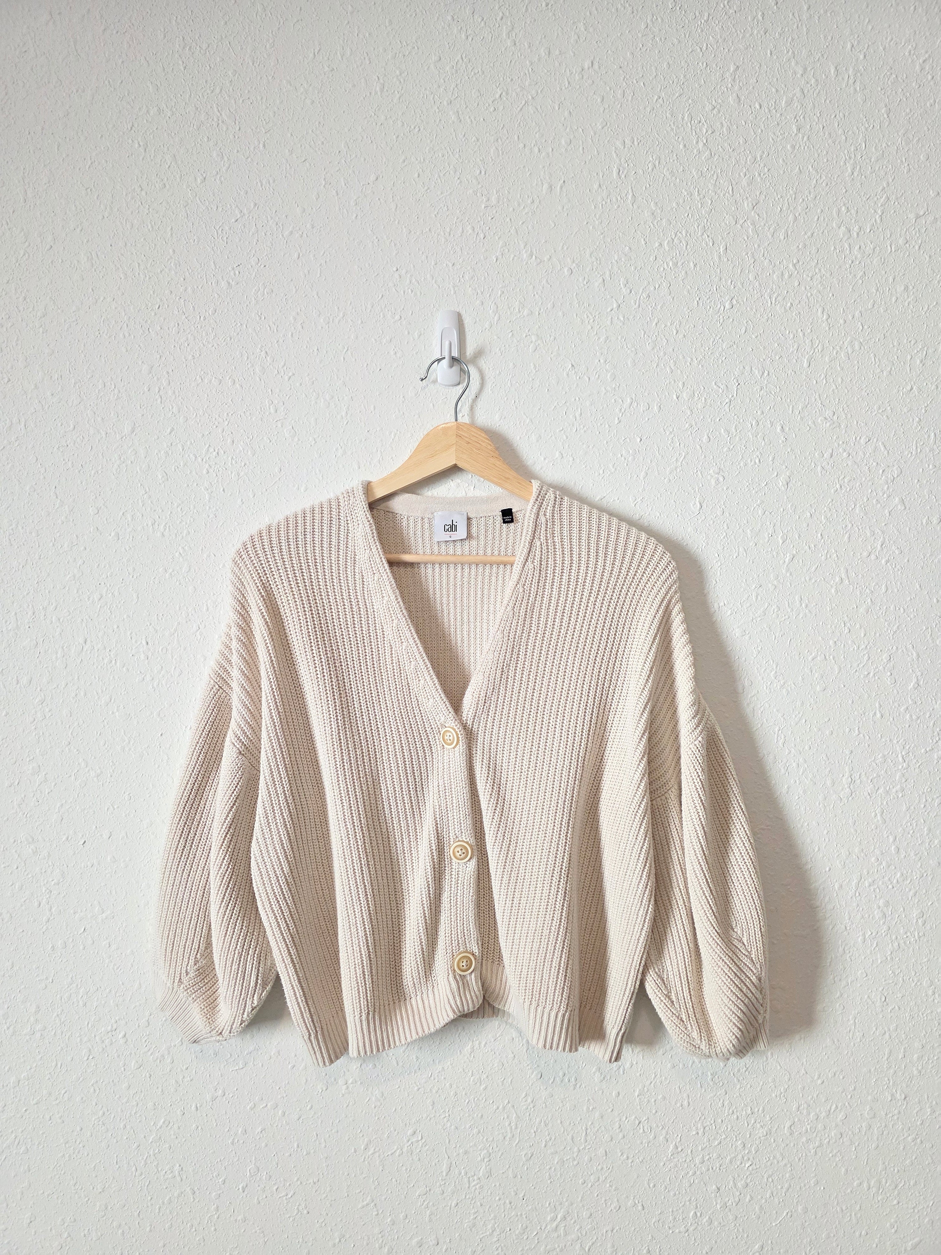 Cabi Ribbed Puff Sleeve Sweater (S)