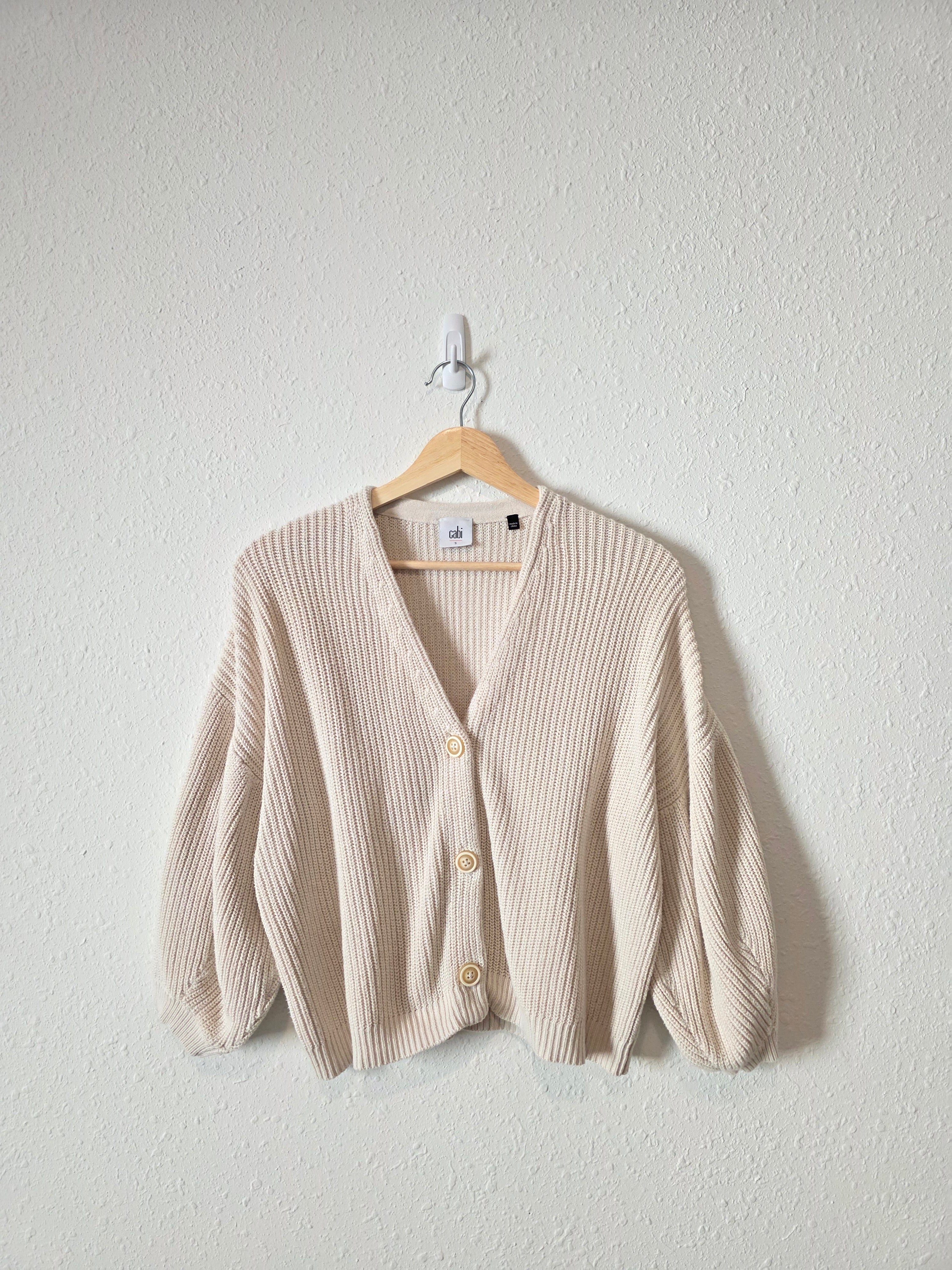 Cabi Ribbed Puff Sleeve Sweater (S)
