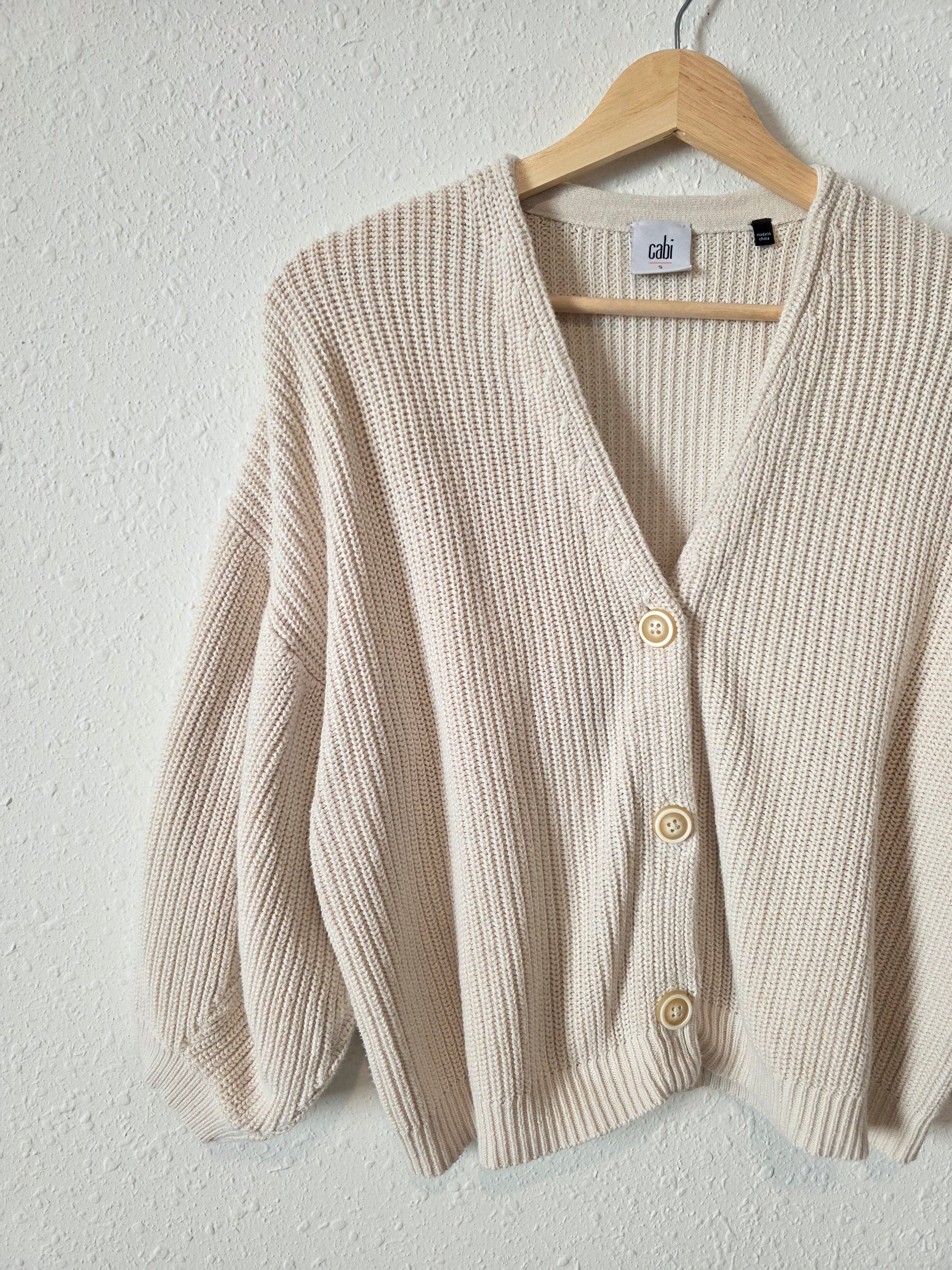 Cabi Ribbed Puff Sleeve Sweater (S)