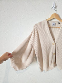 Cabi Ribbed Puff Sleeve Sweater (S)