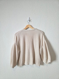 Cabi Ribbed Puff Sleeve Sweater (S)