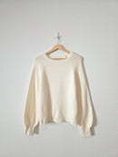 Cream Ribbed Knit Sweater (L)