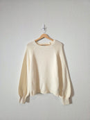 Cream Ribbed Knit Sweater (L)