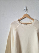Cream Ribbed Knit Sweater (L)