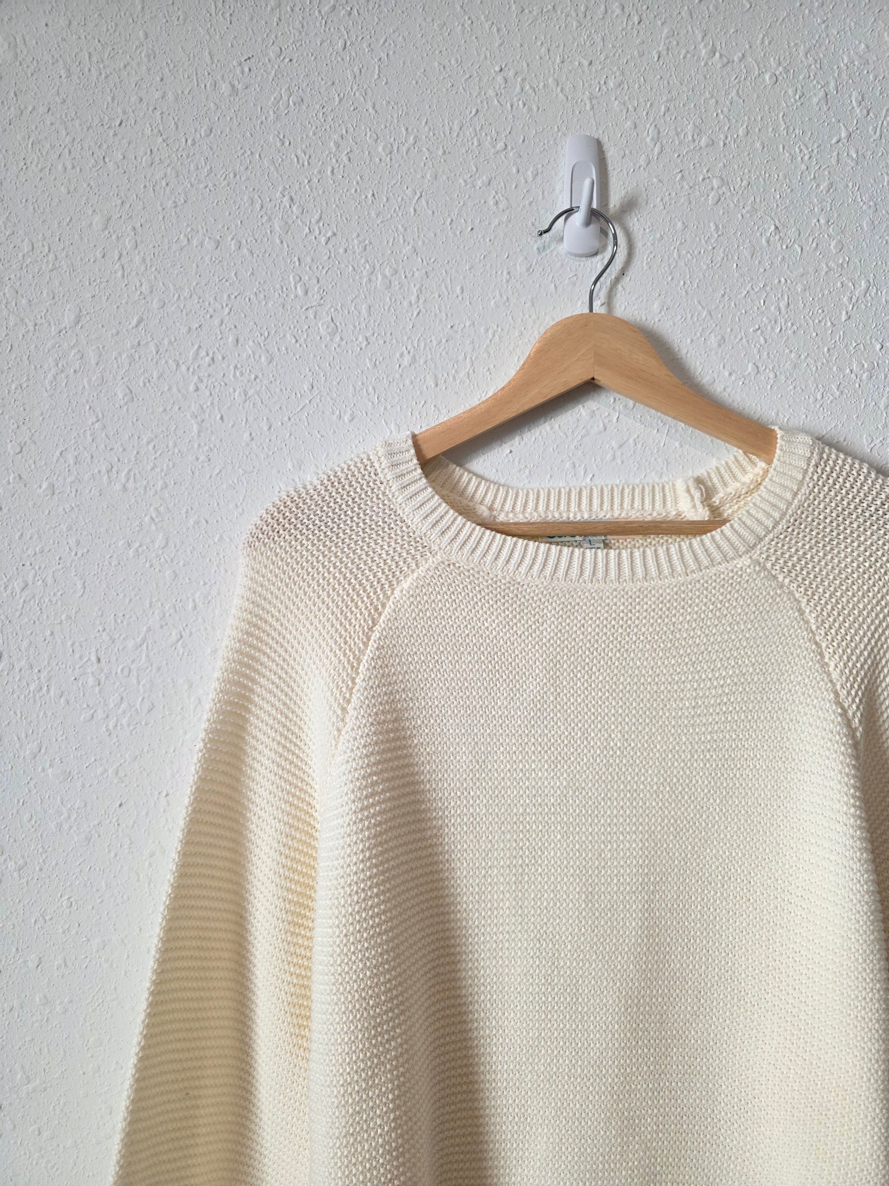 Cream Ribbed Knit Sweater (L)