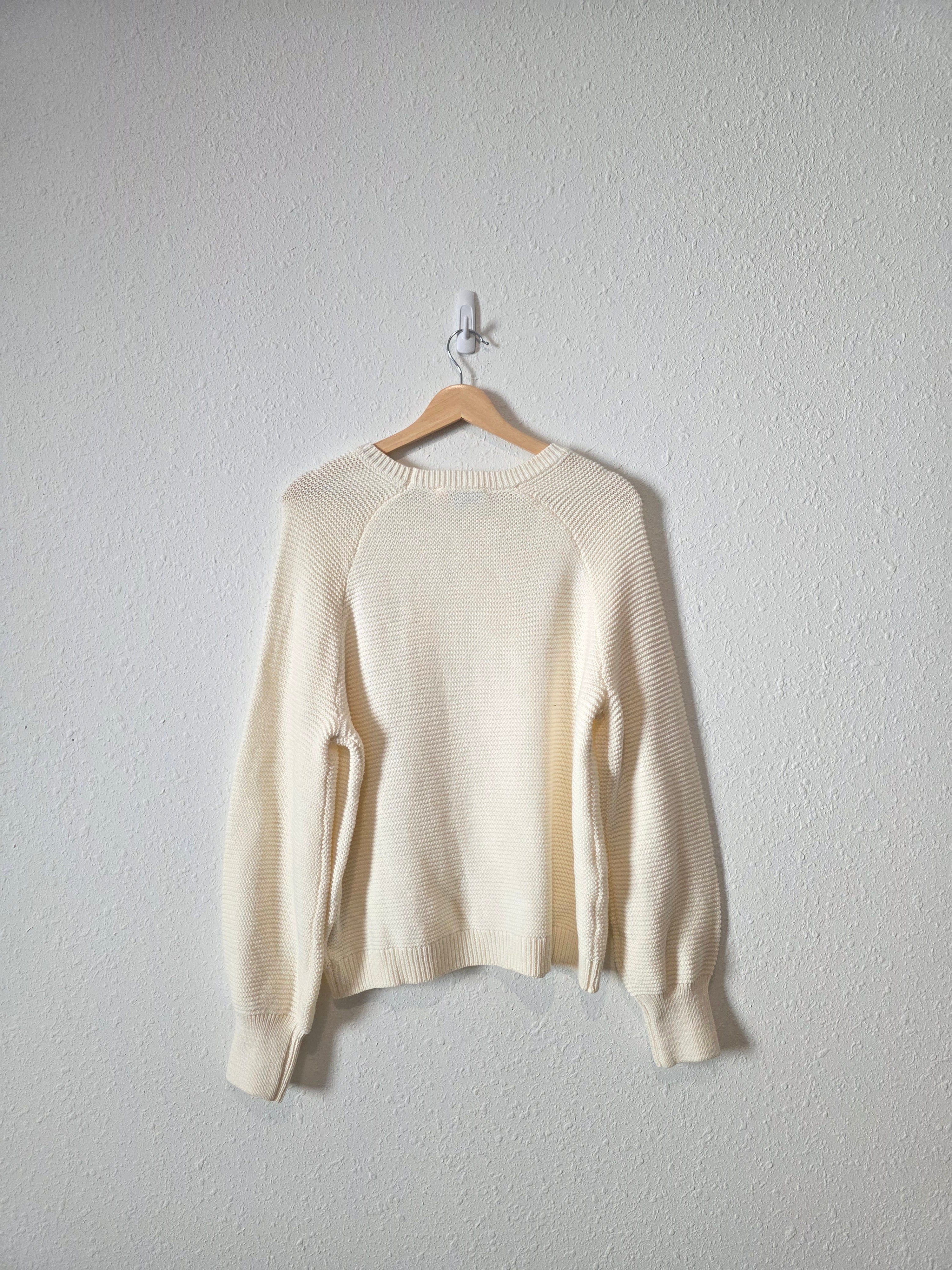 Cream Ribbed Knit Sweater (L)