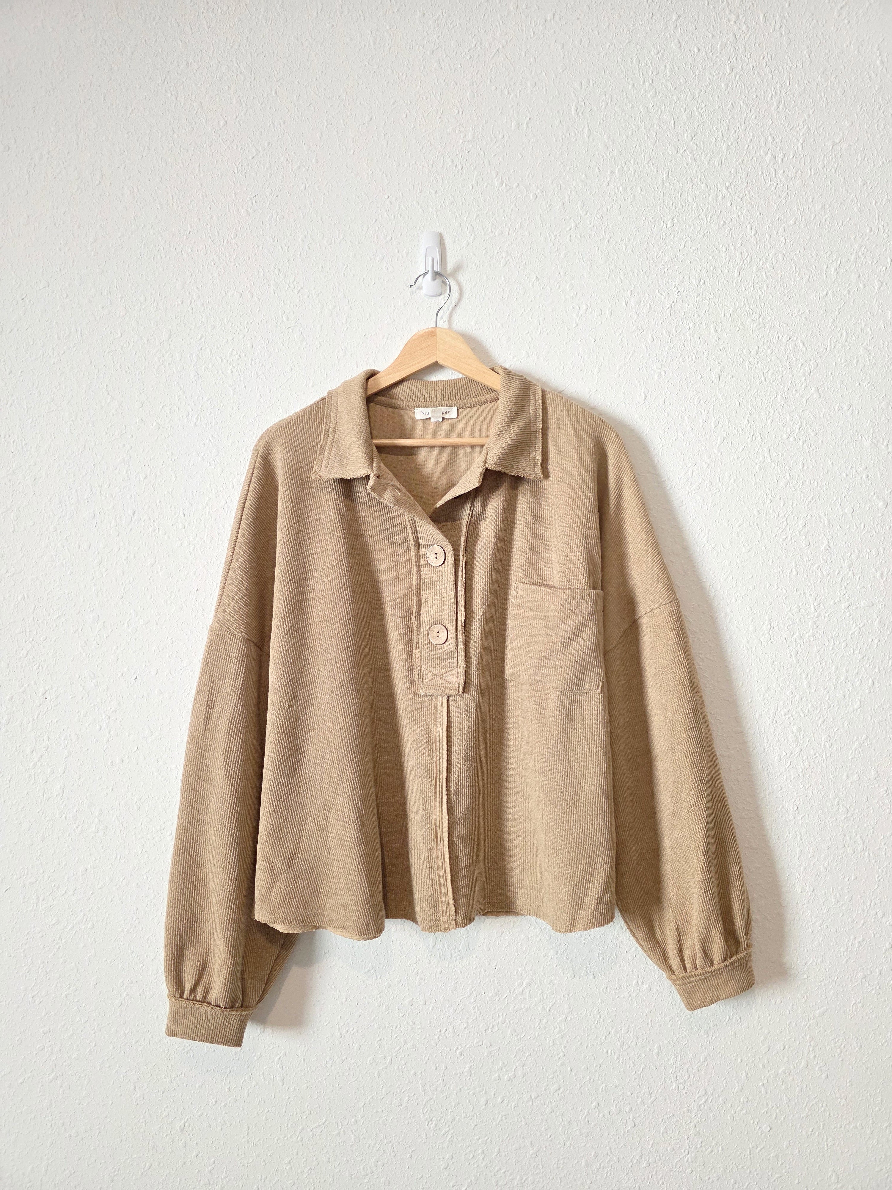 Blu Pepper Mocha Henley Sweater (L)