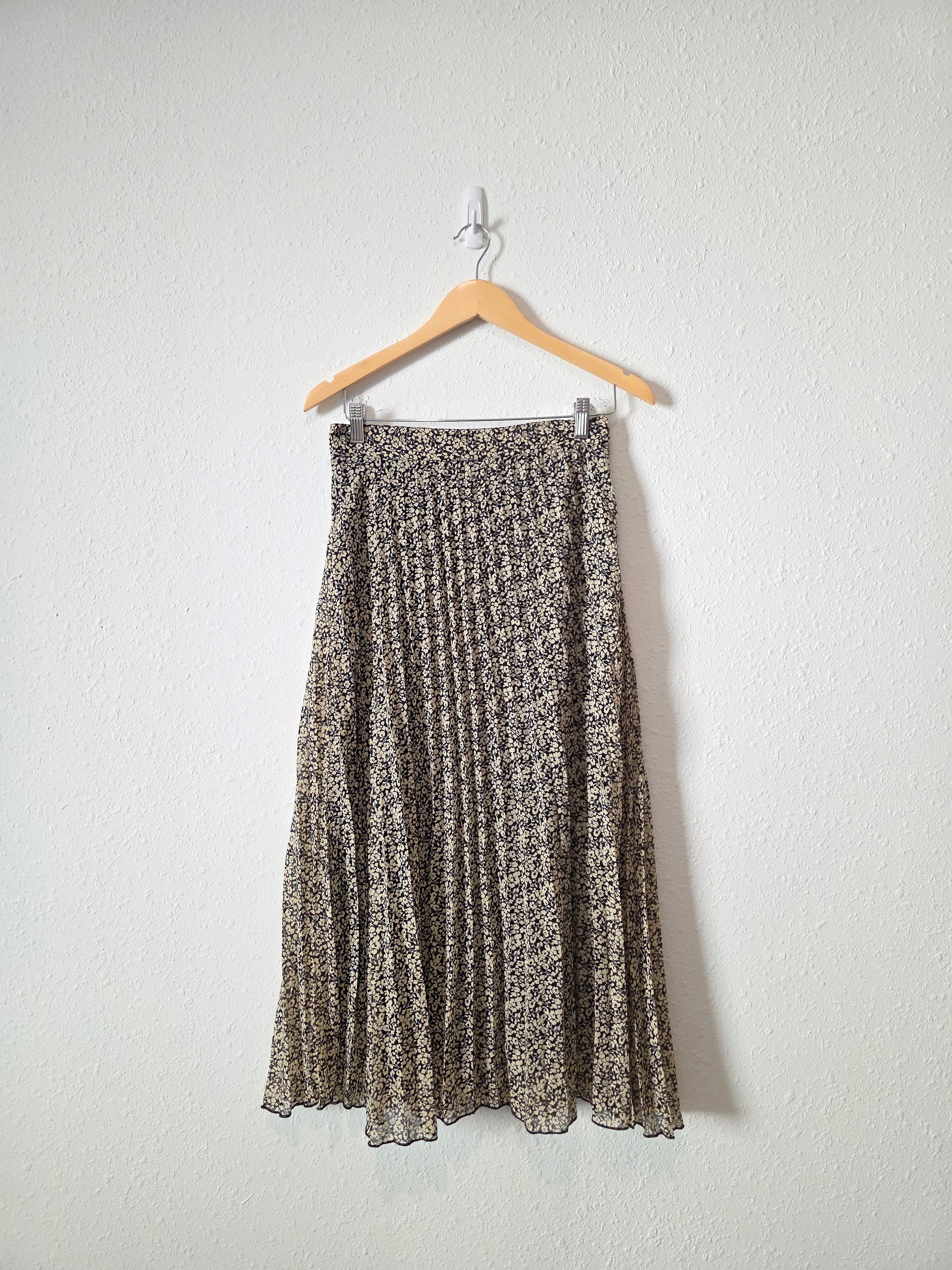 Floral Pleated Midi Skirt (M)