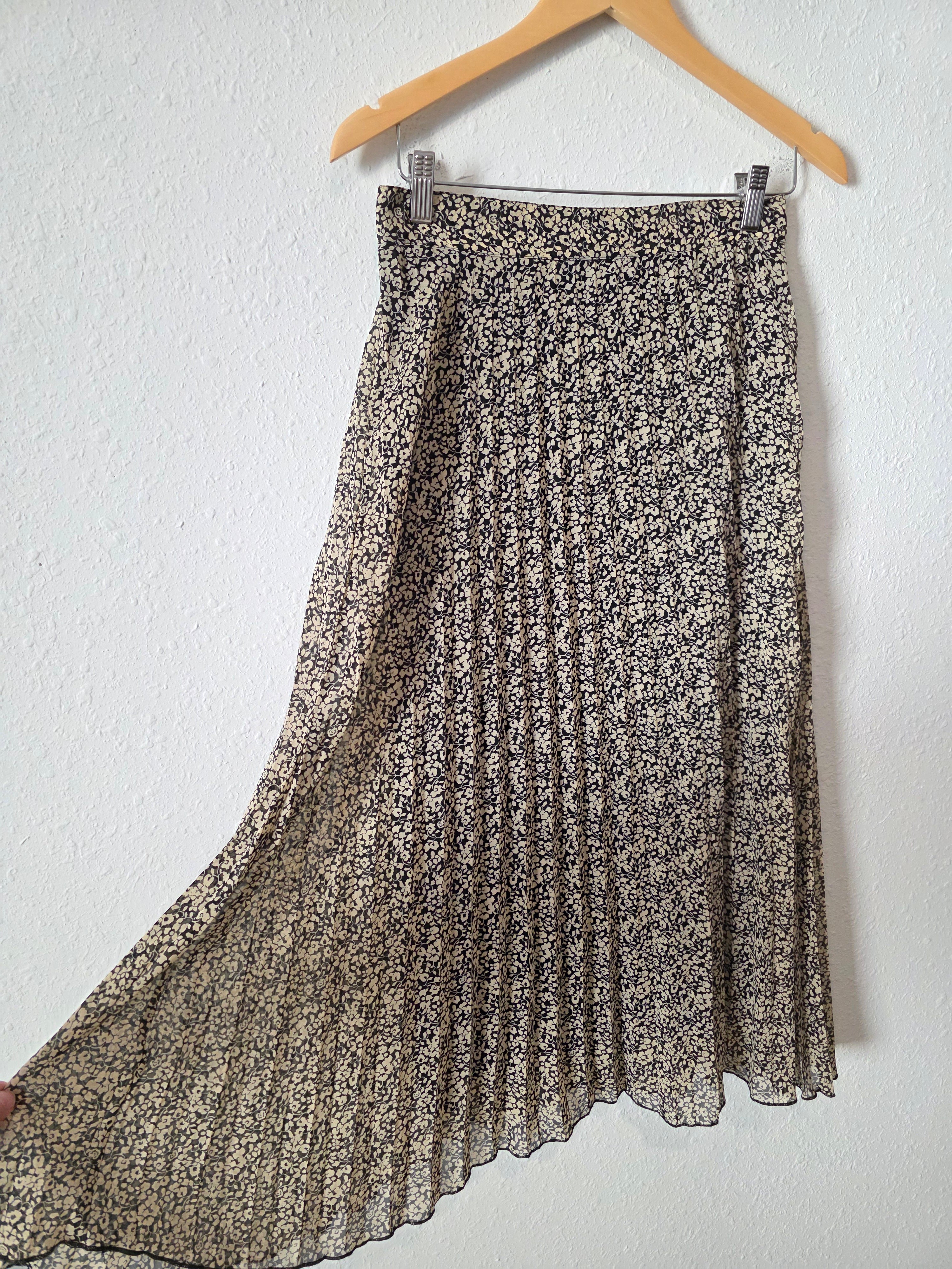 Floral Pleated Midi Skirt (M)
