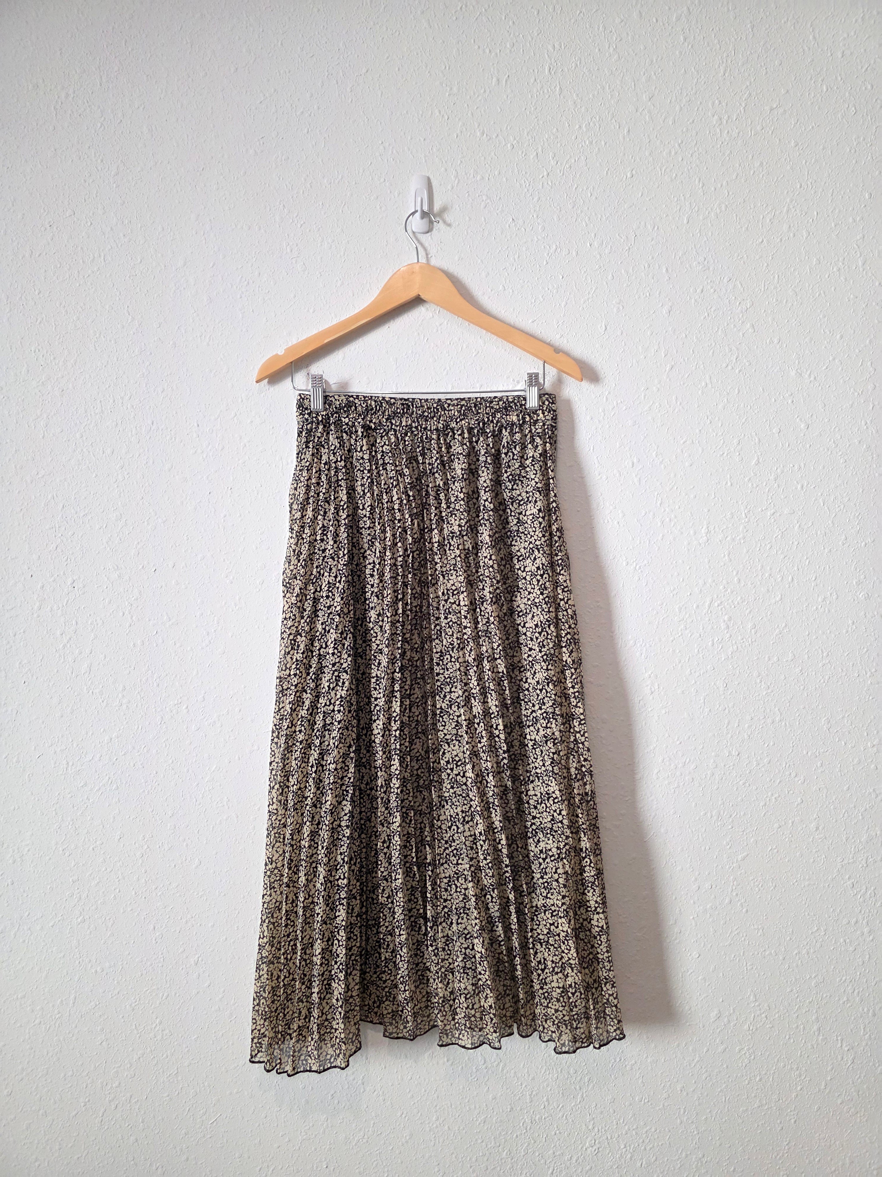 Floral Pleated Midi Skirt (M)