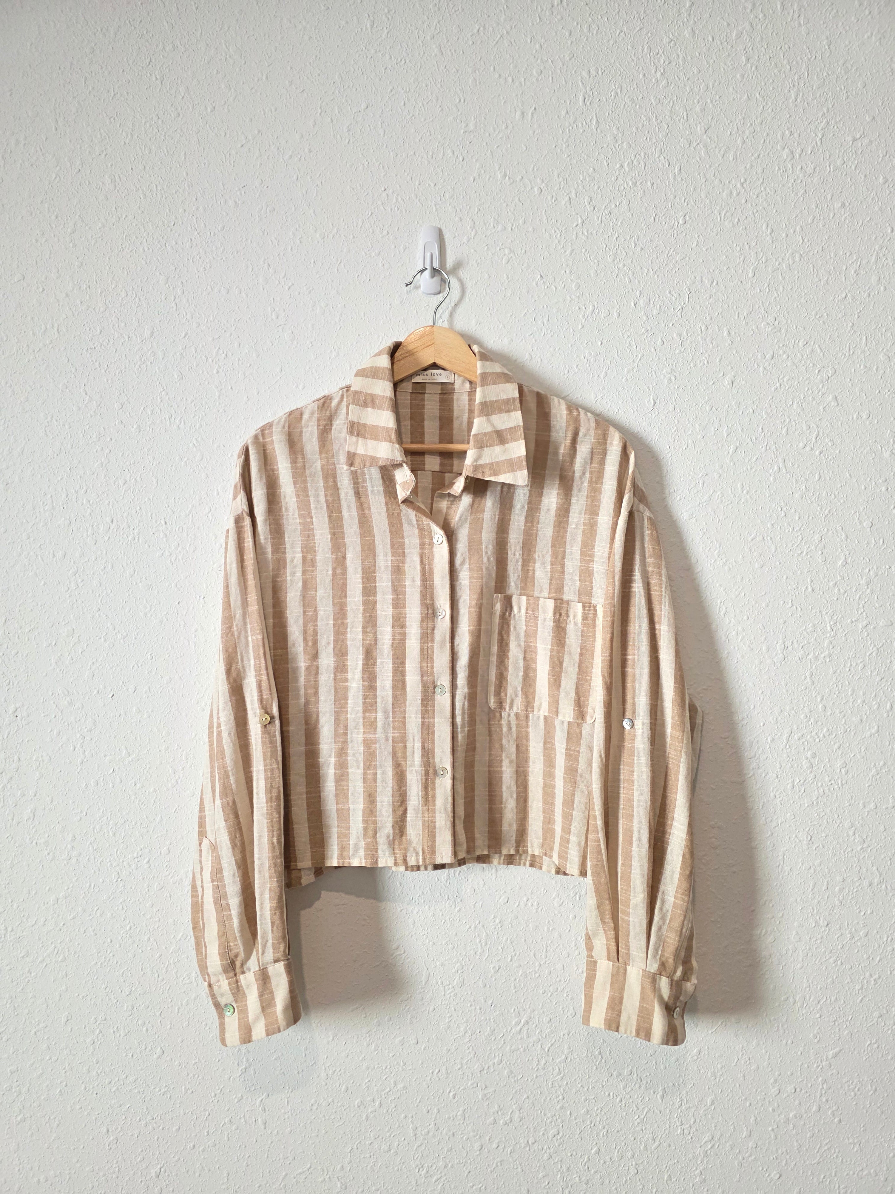 Neutral Striped Button Up Shirt (L)