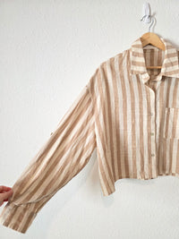 Neutral Striped Button Up Shirt (L)