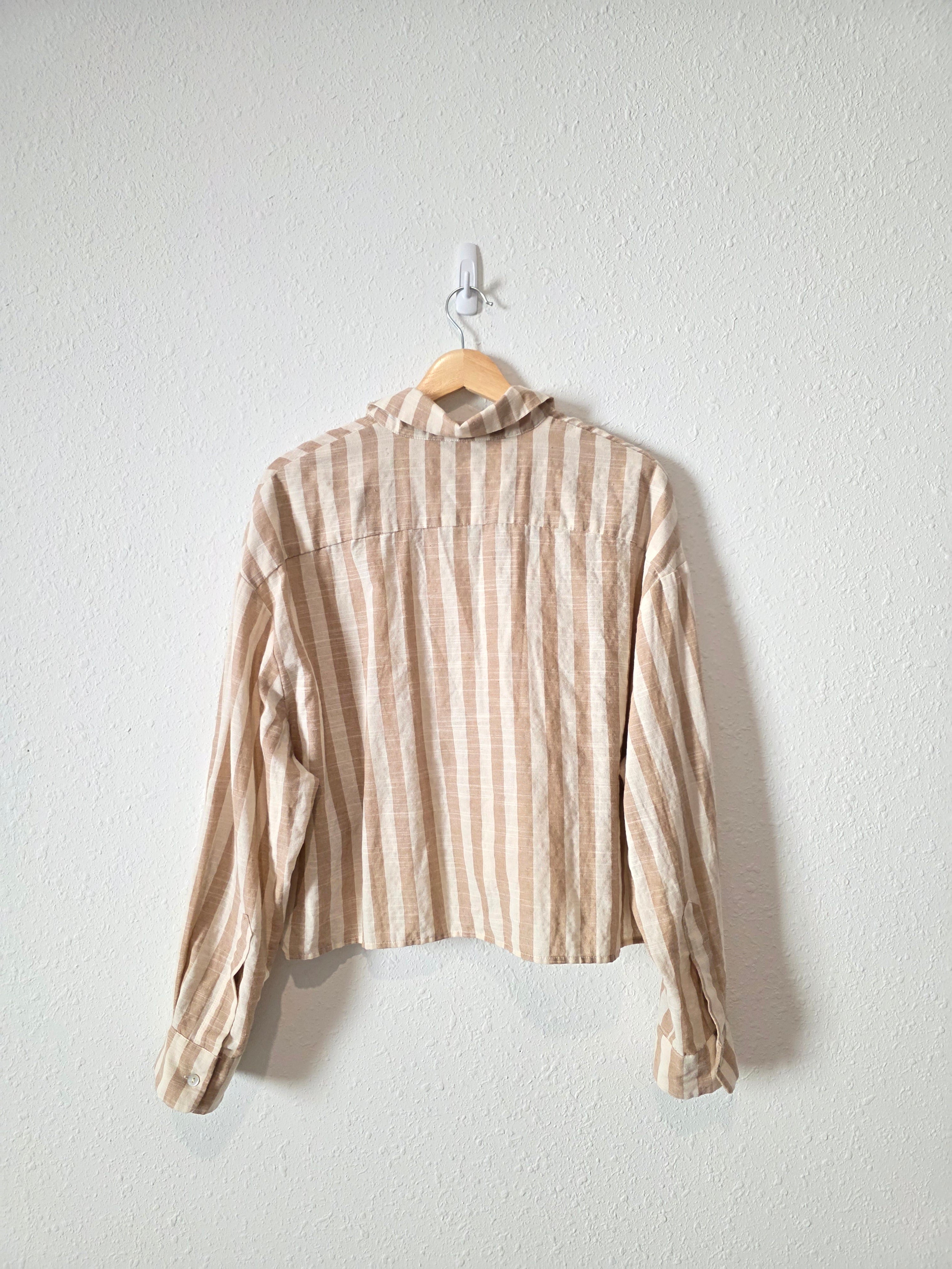 Neutral Striped Button Up Shirt (L)