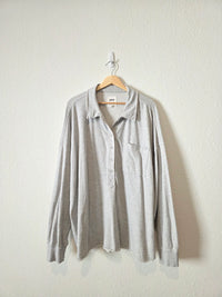 Aerie Gray Oversized Henley Sweatshirt (XL)