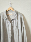 Aerie Gray Oversized Henley Sweatshirt (XL)