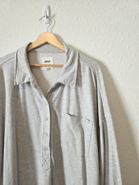 Aerie Gray Oversized Henley Sweatshirt (XL)
