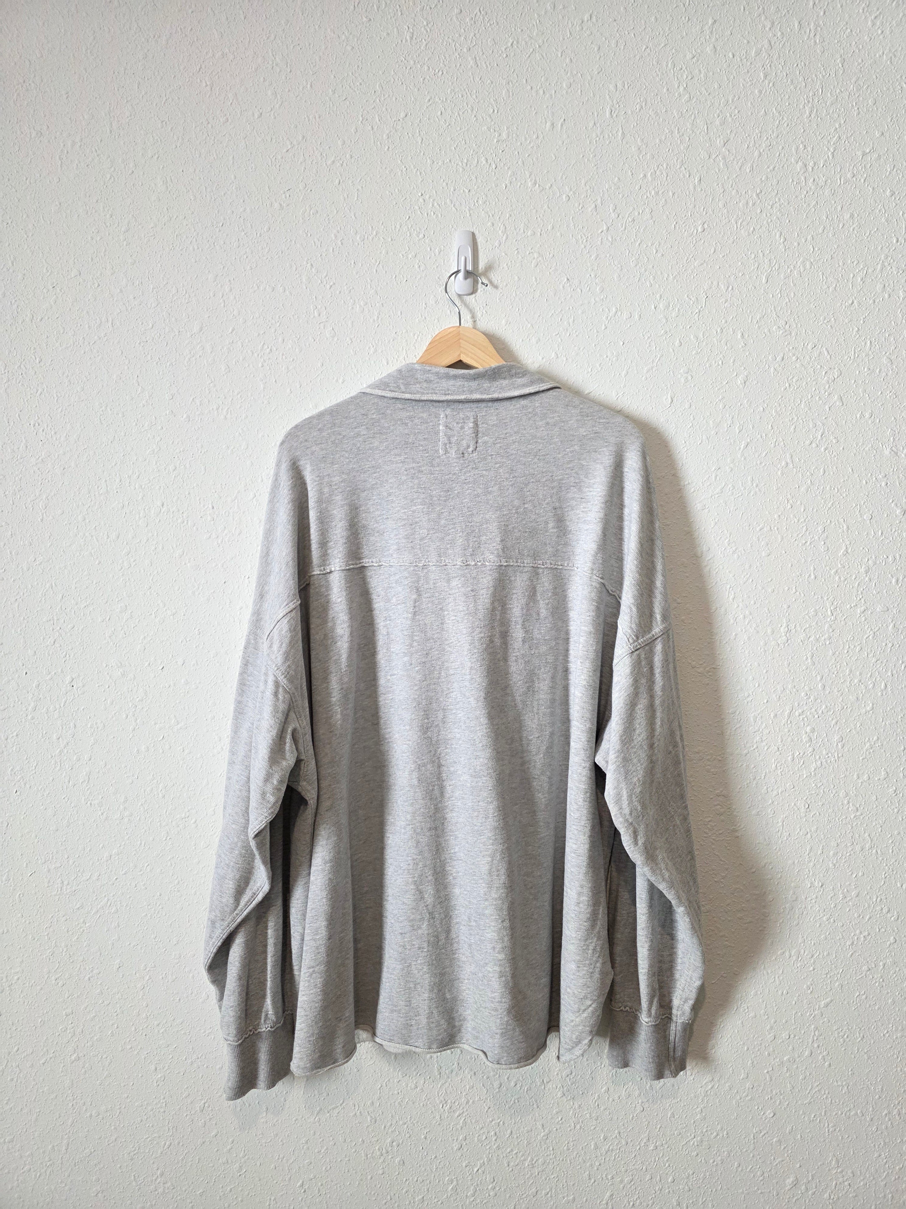 Aerie Gray Oversized Henley Sweatshirt (XL)