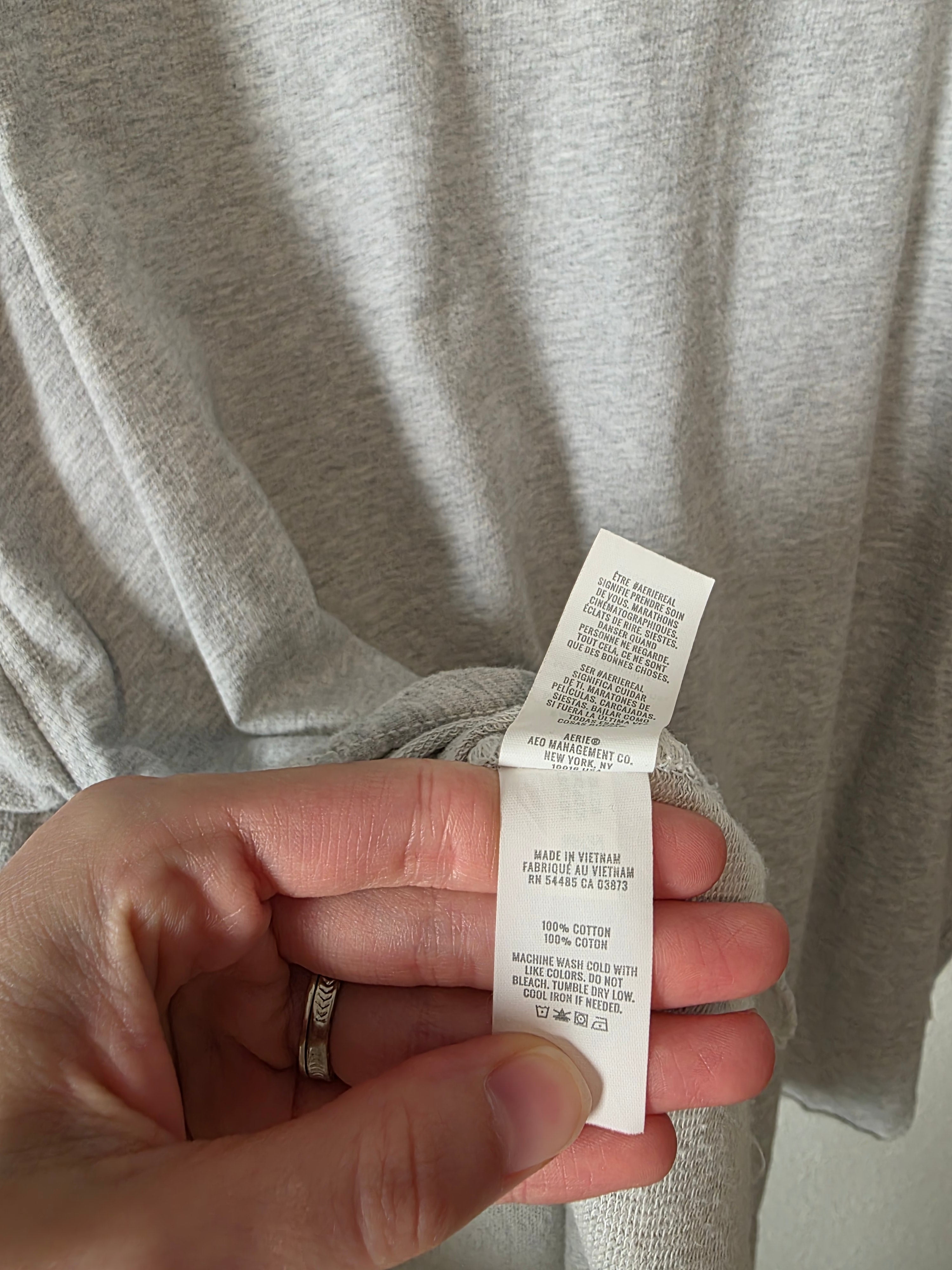 Aerie Gray Oversized Henley Sweatshirt (XL)