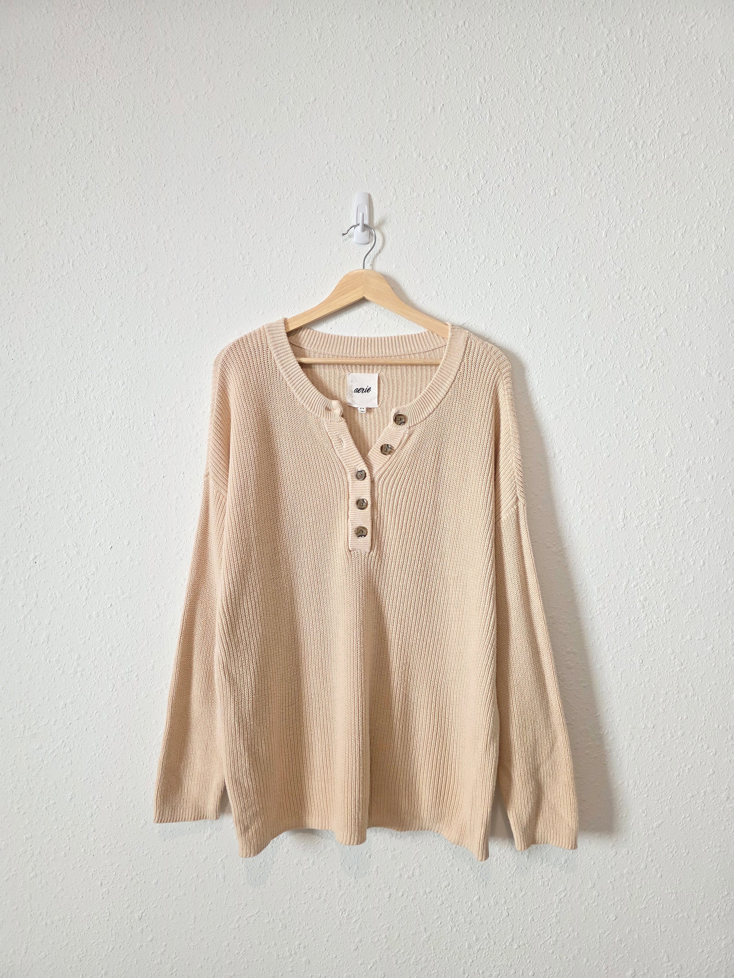 Aerie Oversized Henley Sweater (M)