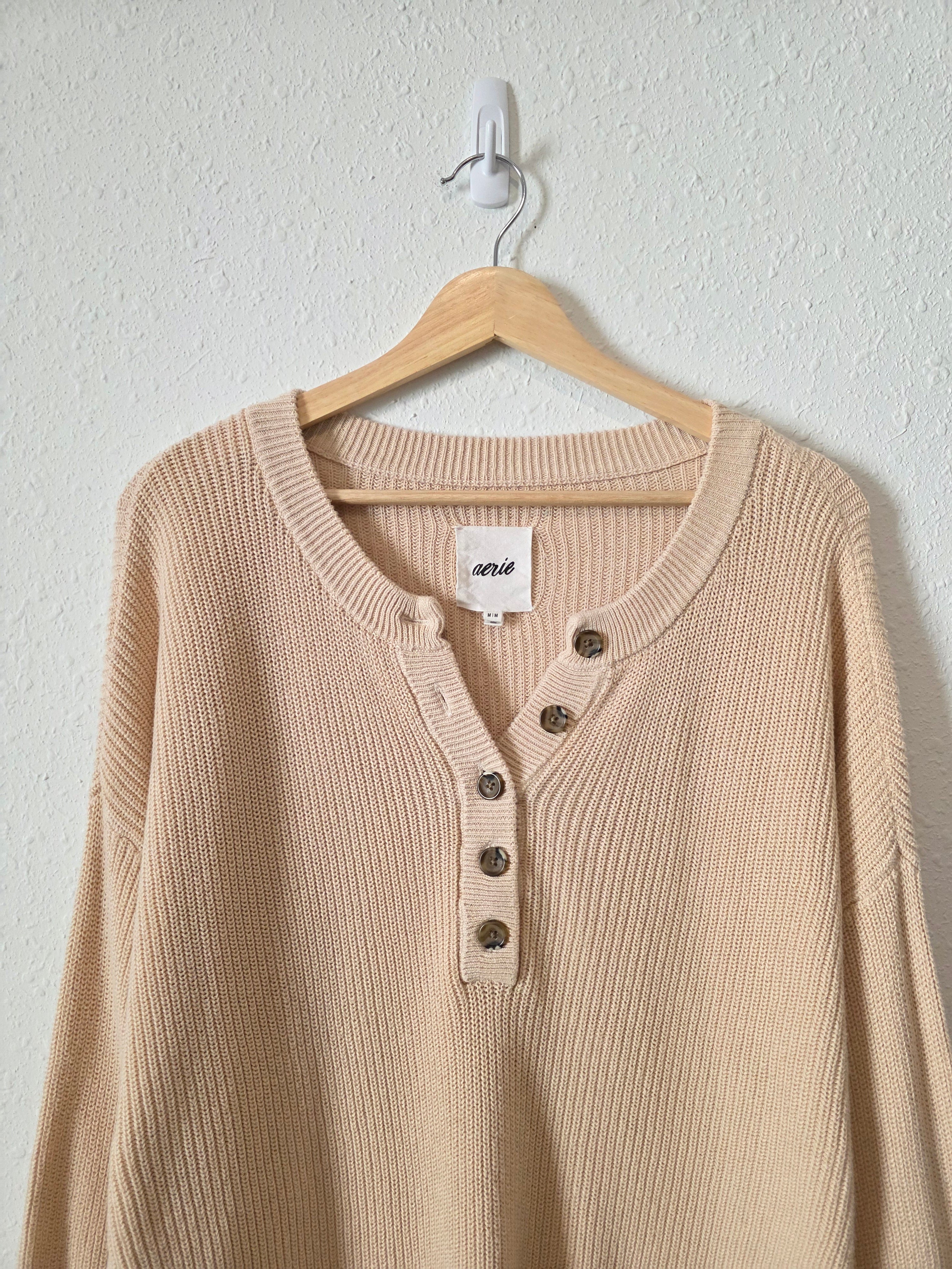 Aerie Oversized Henley Sweater (M)
