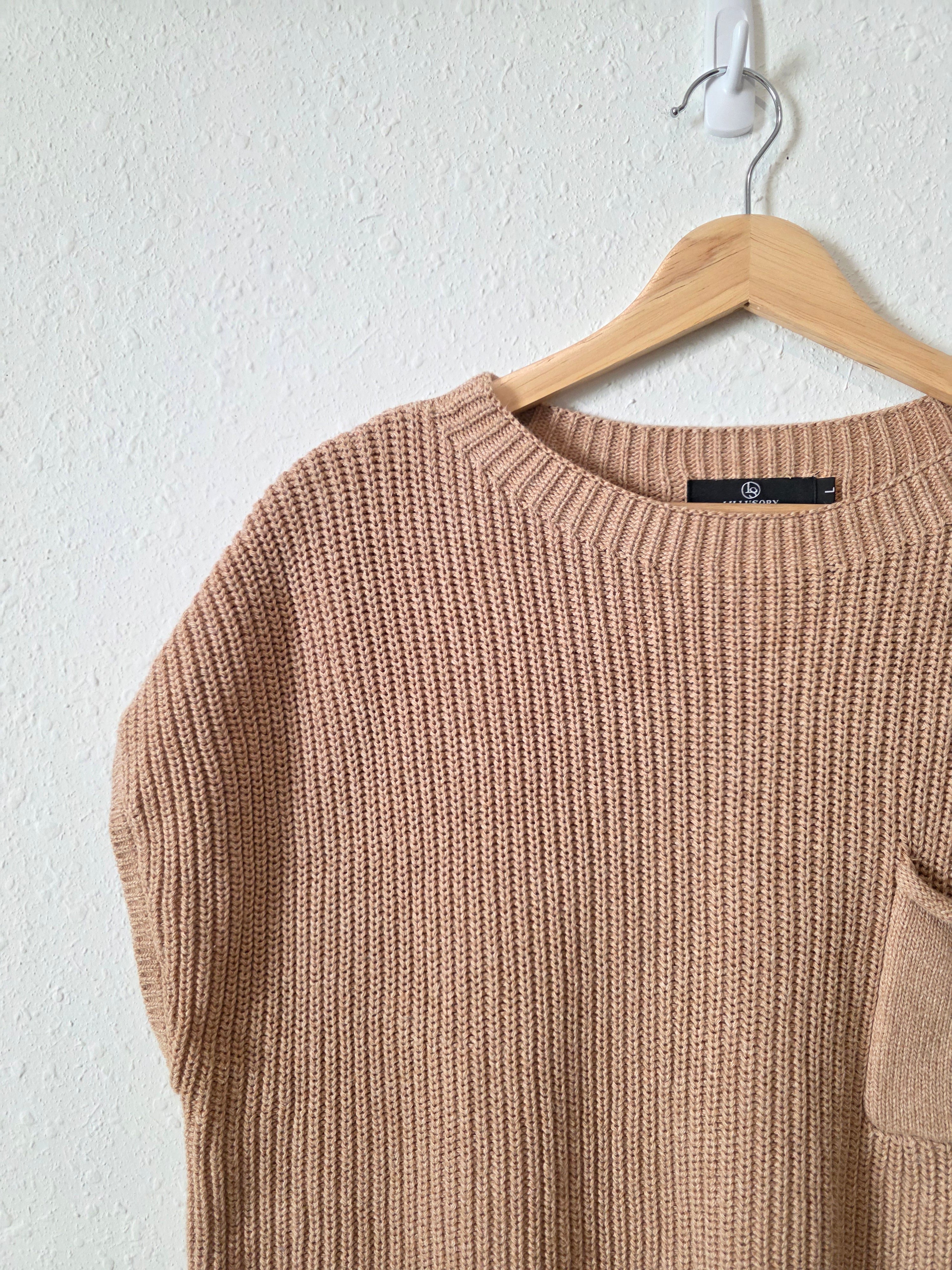 Neutral Cotton Knit Top (L)