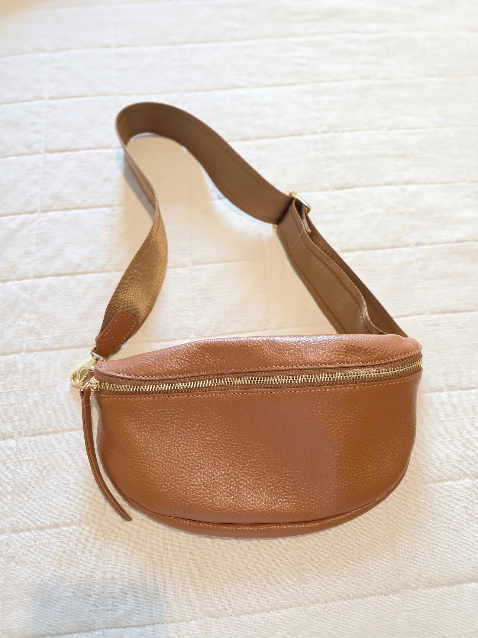 Quince Brown Leather Crossbody Bag