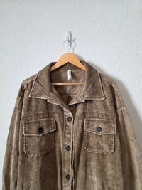 Zenana Brown Corduory Shacket (2X)