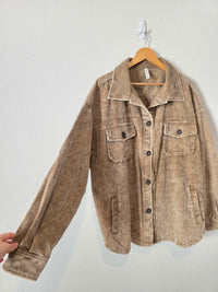 Zenana Brown Corduory Shacket (2X)