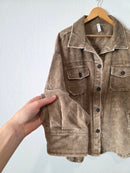 Zenana Brown Corduory Shacket (2X)