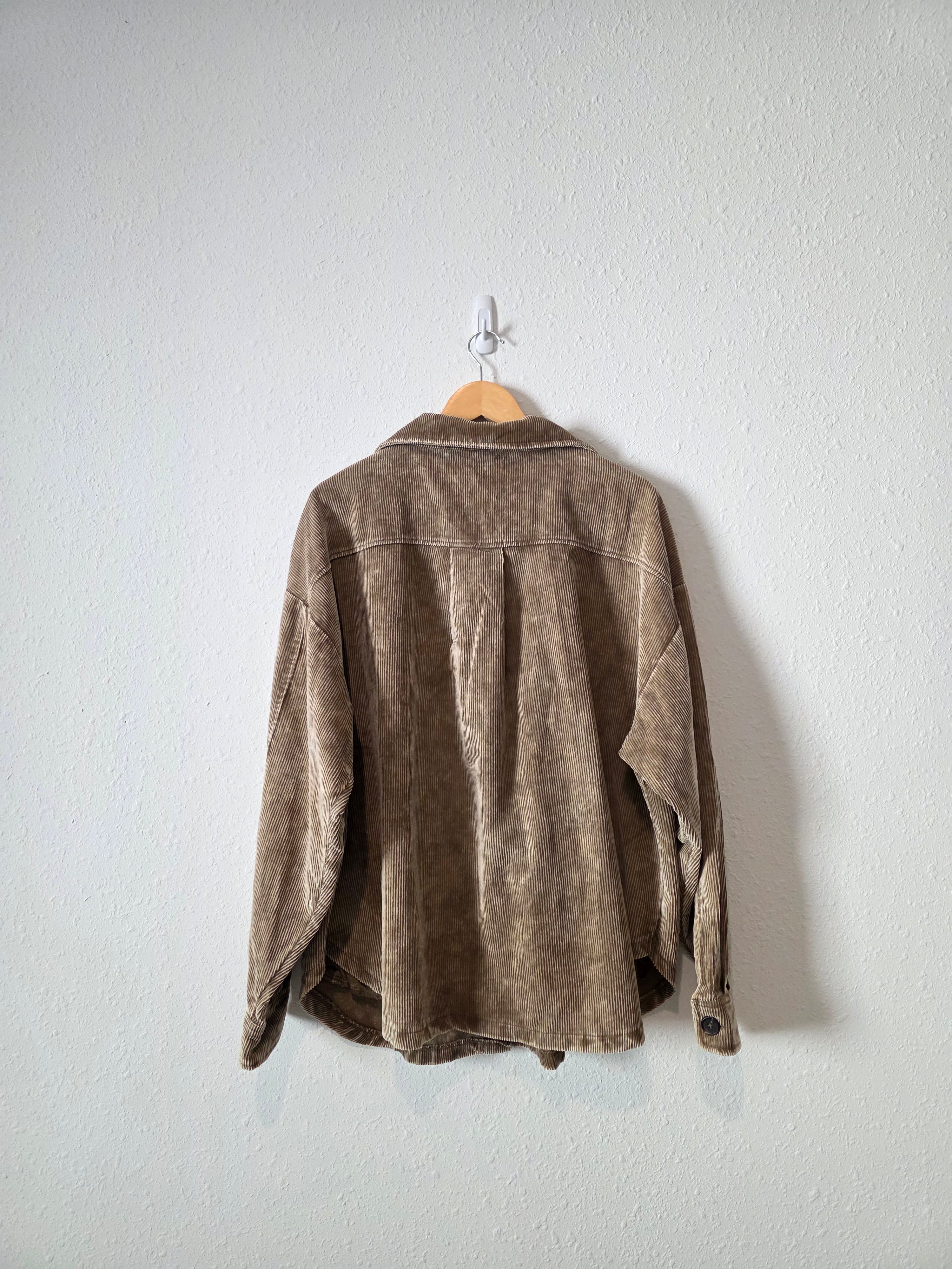Zenana Brown Corduory Shacket (2X)