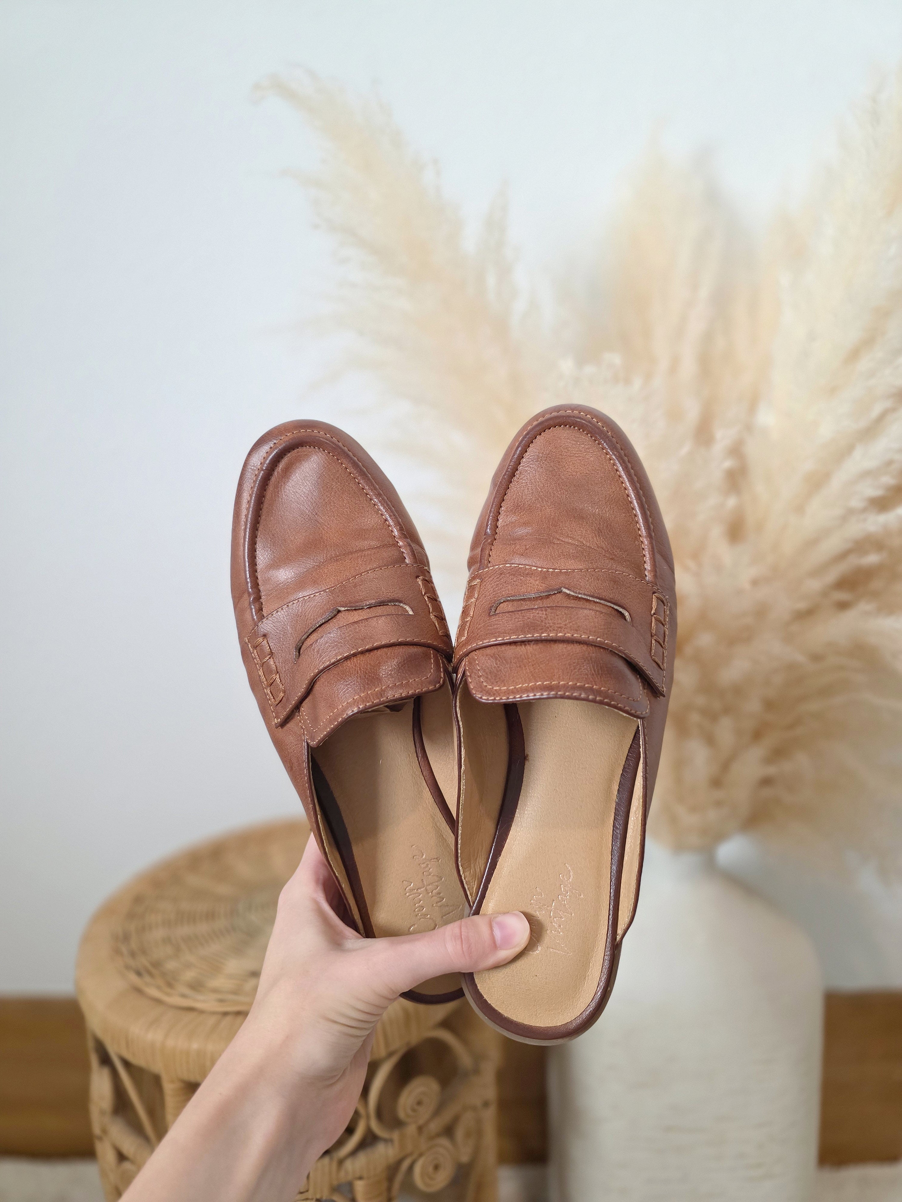 Crown Vintage Brown Loafer Mules (9)