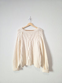Free People Chunky Cable Knit Sweater (M)