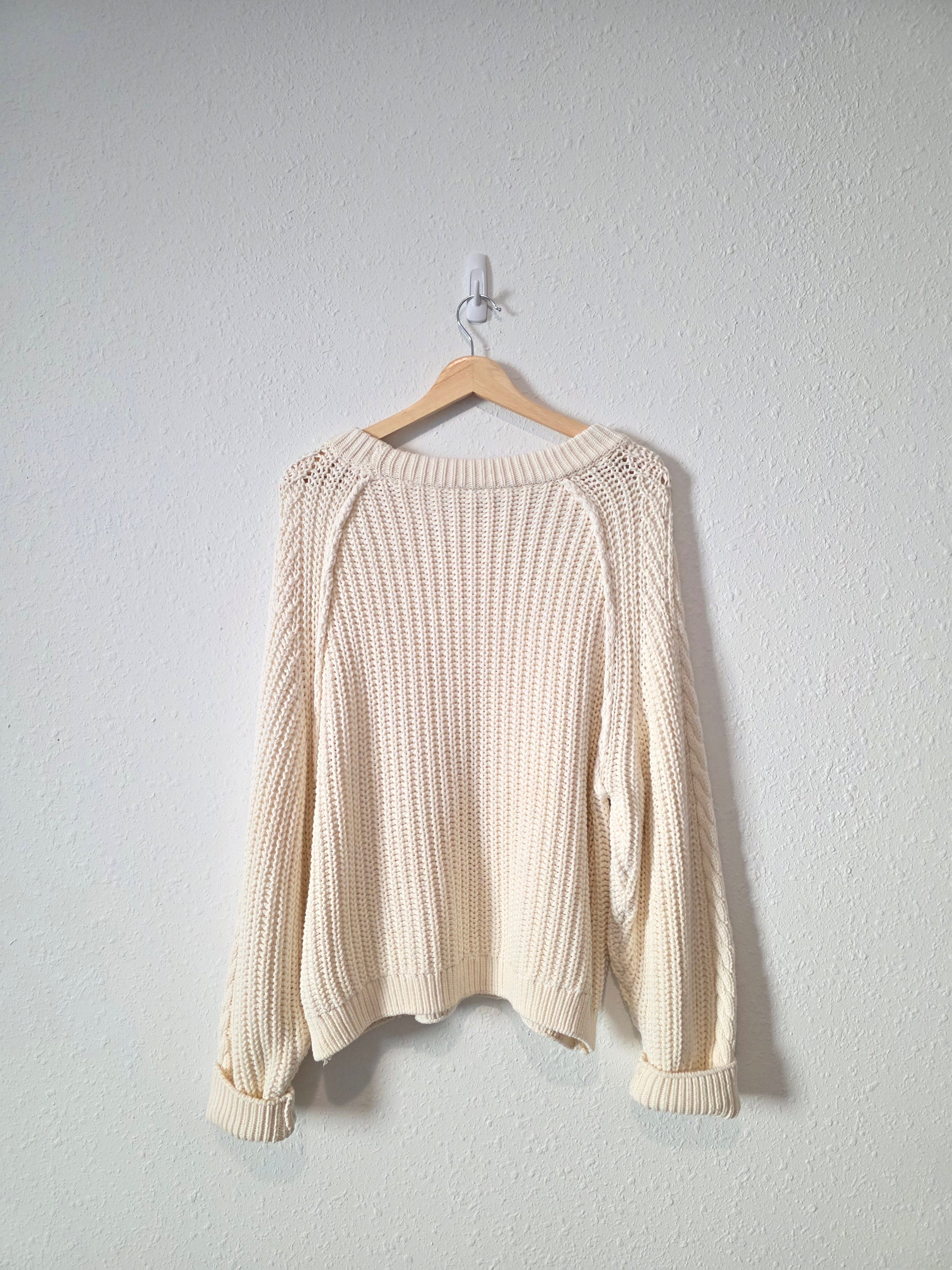 Free People Chunky Cable Knit Sweater (M)