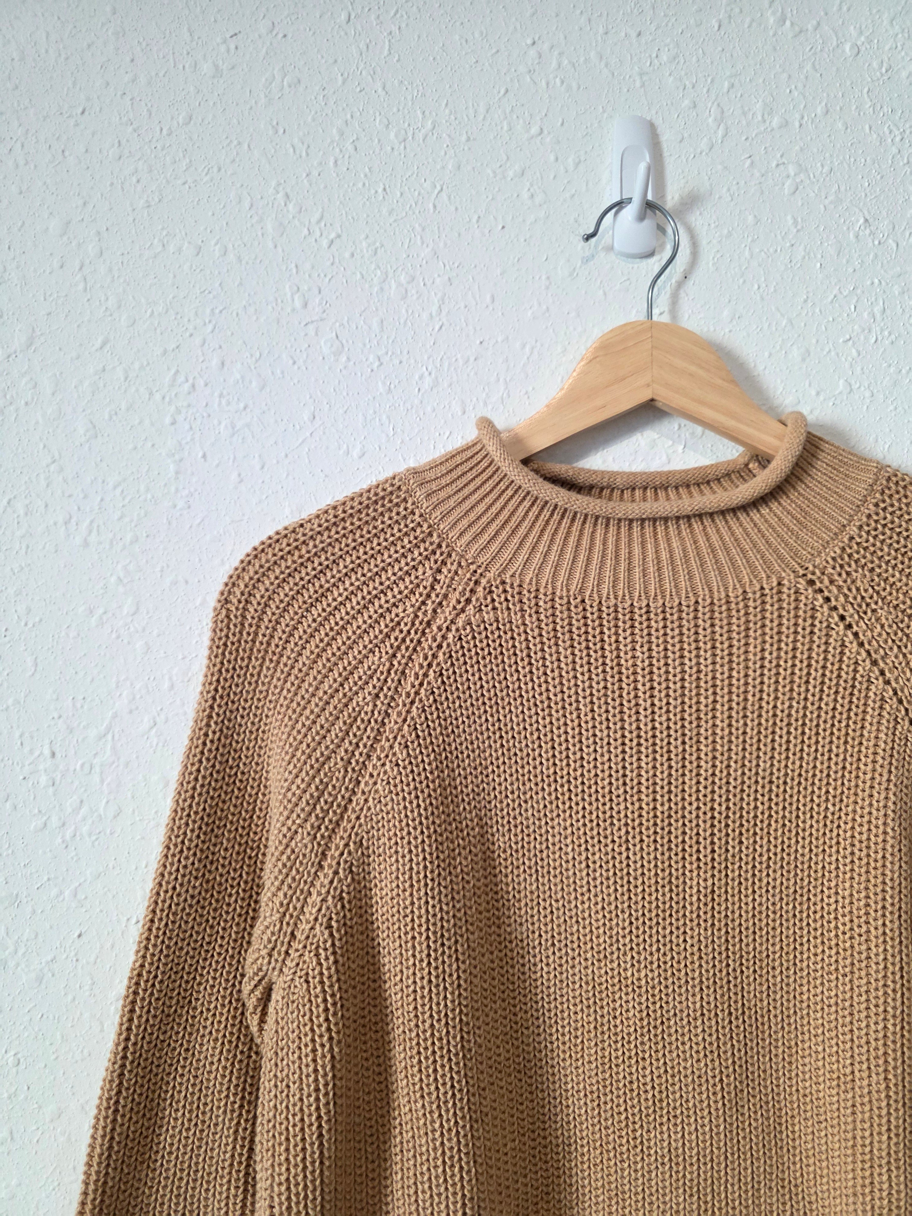 Camel Roll Neck Cotton Sweater (M)