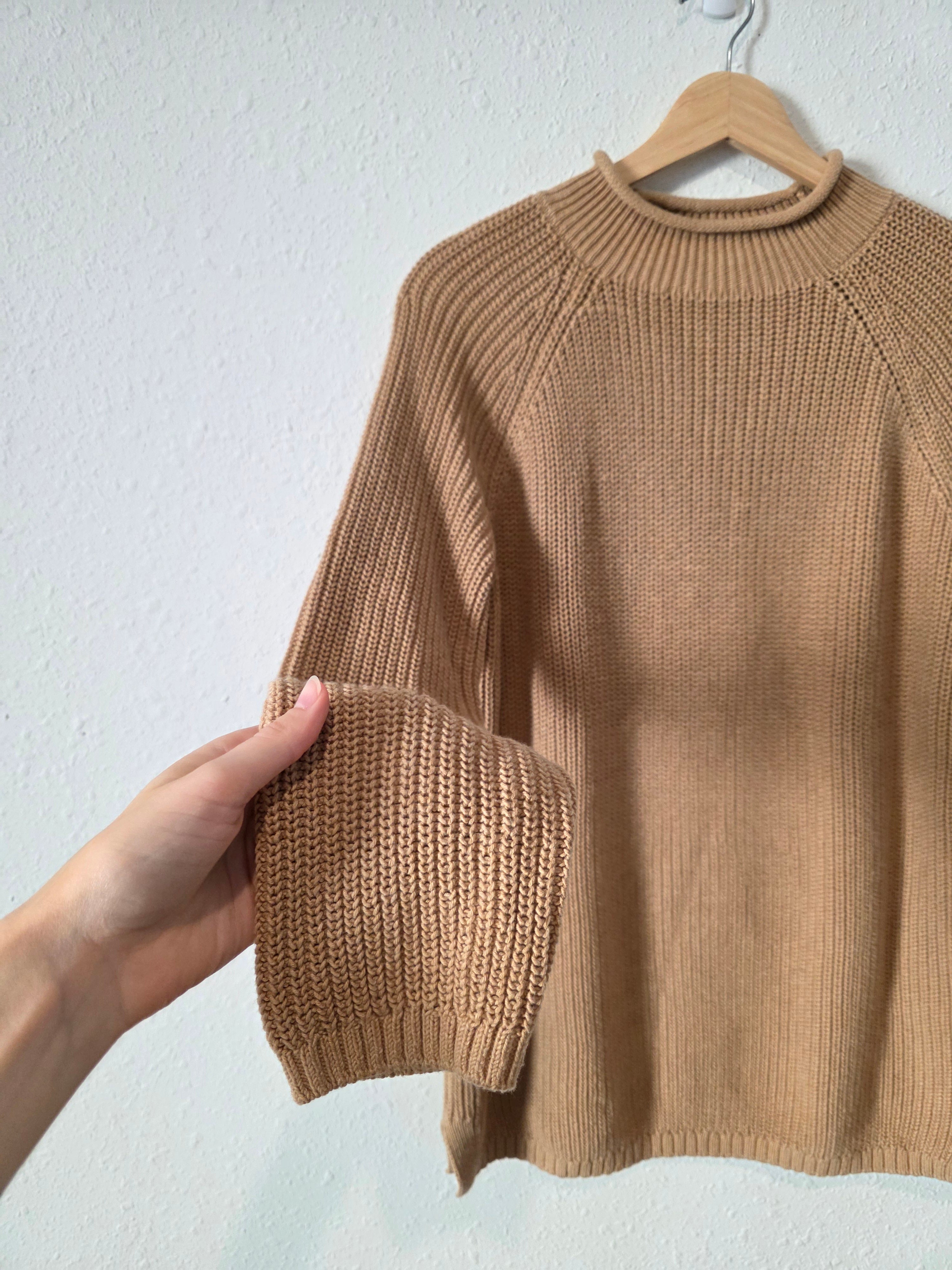 Camel Roll Neck Cotton Sweater (M)