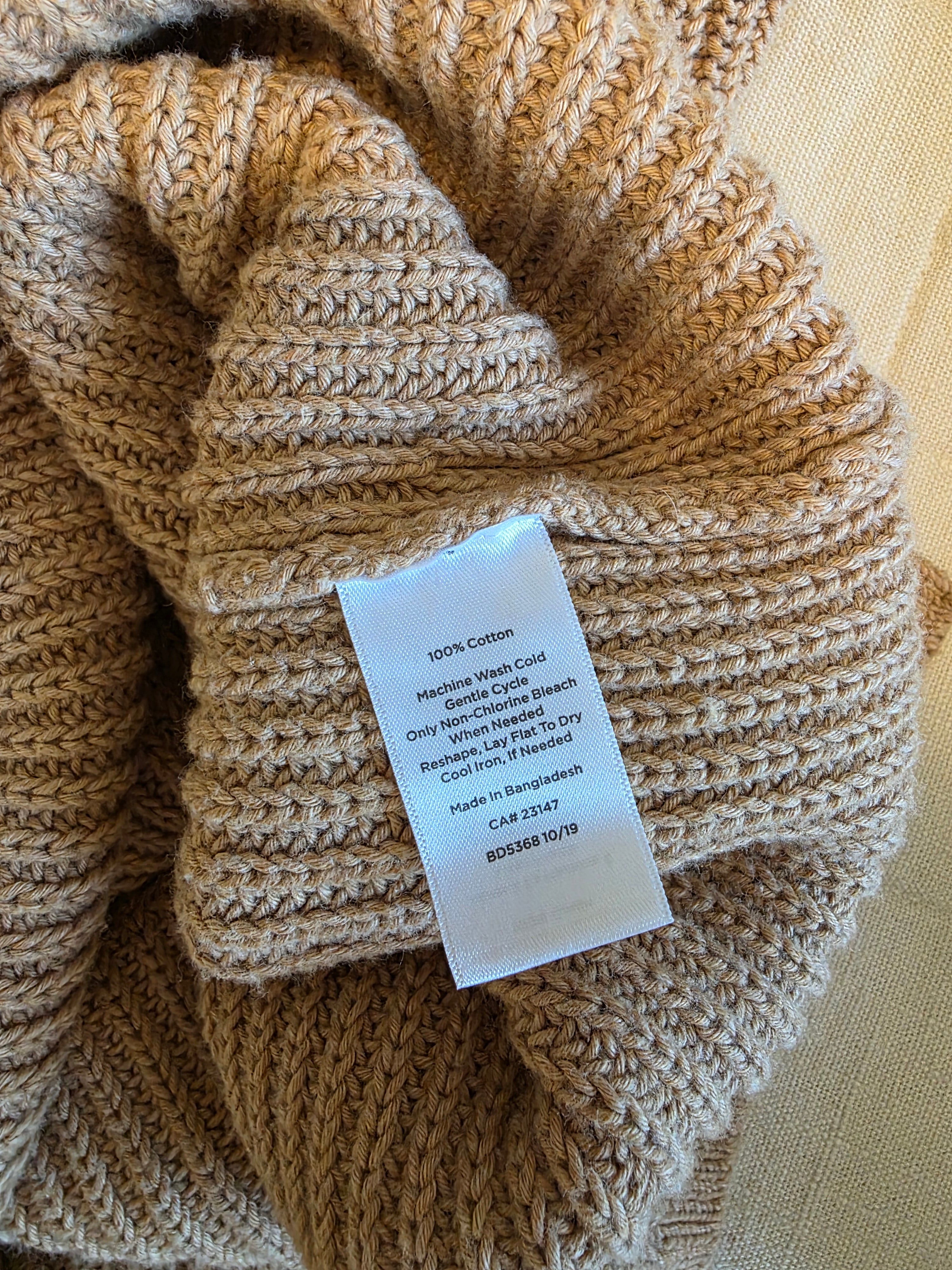 Camel Roll Neck Cotton Sweater (M)