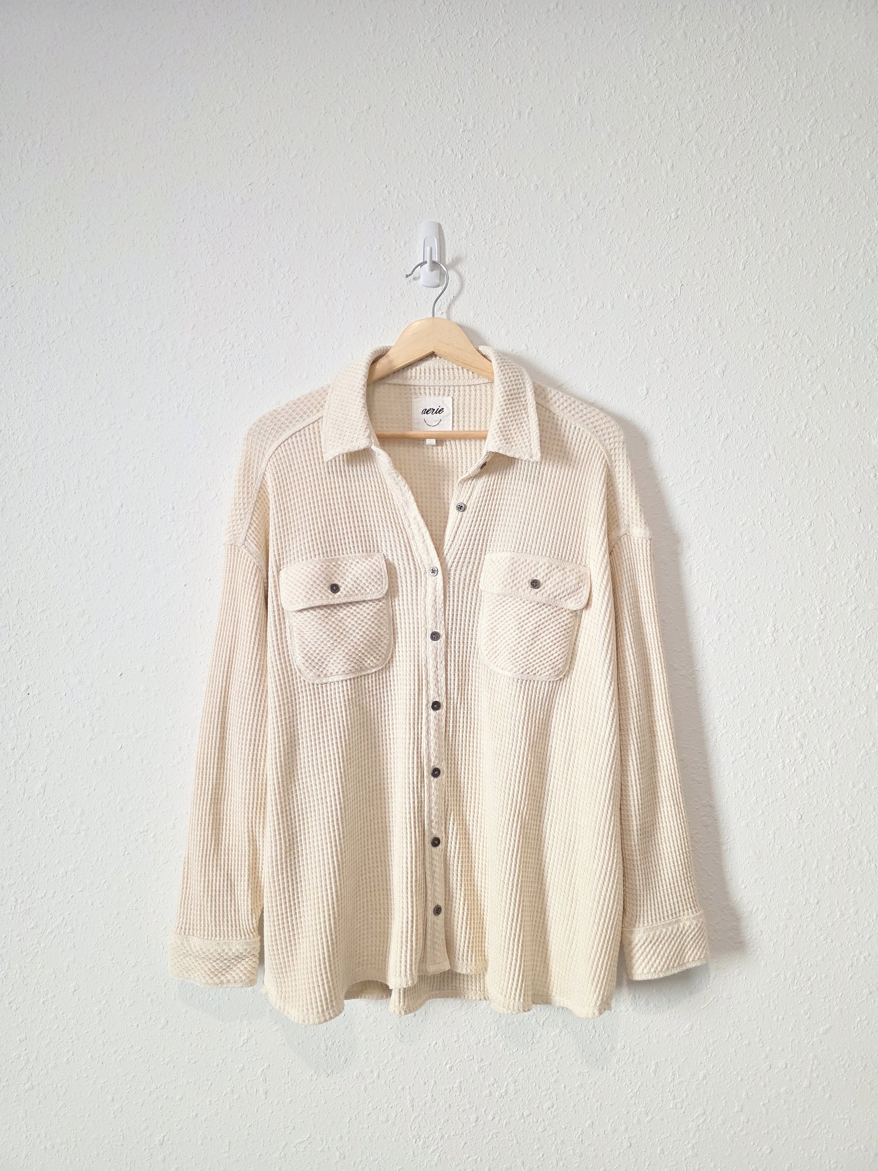 Aerie Oversized Waffle Shirt Jacket (S)