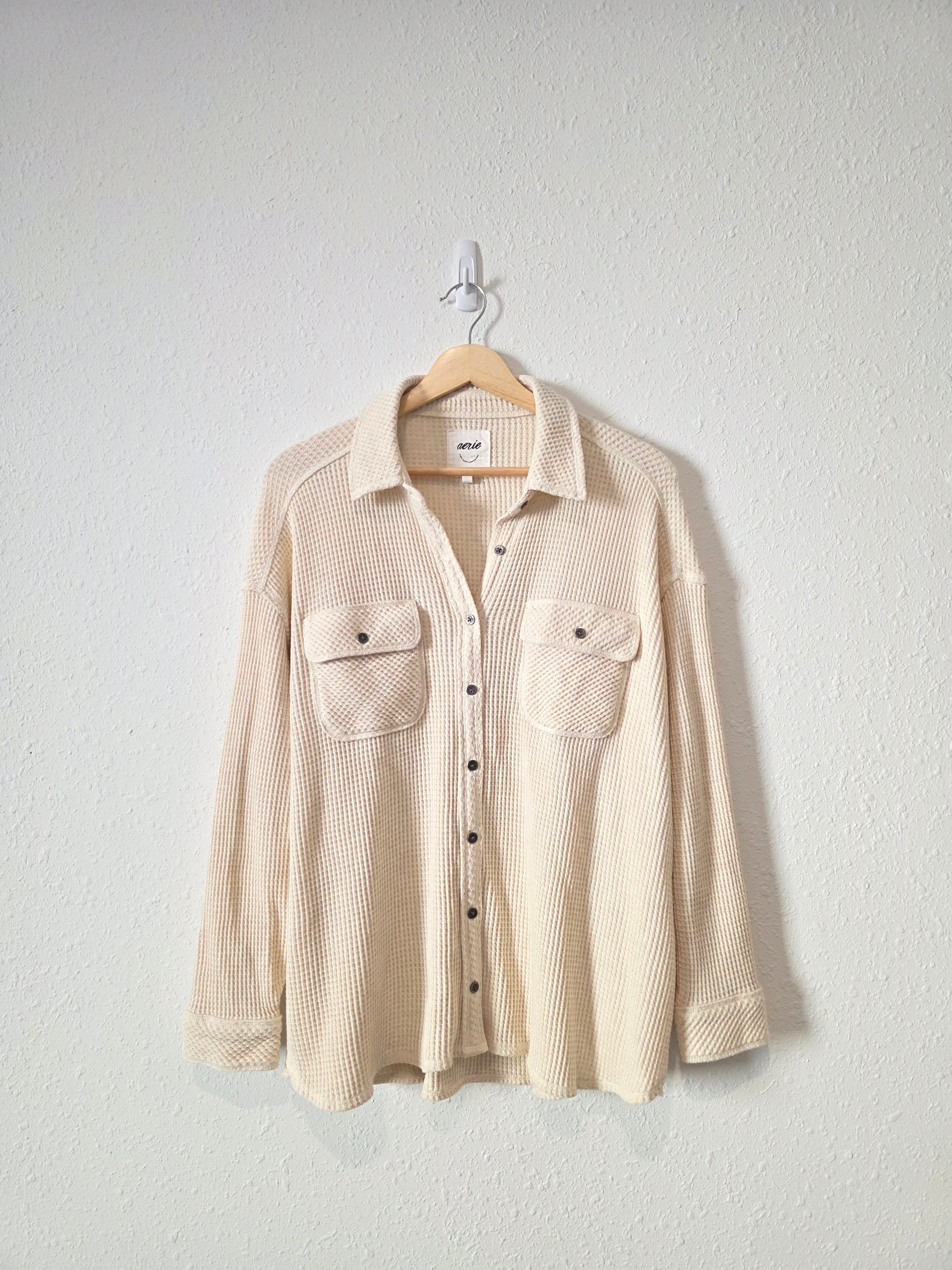 Aerie Oversized Waffle Shirt Jacket (S)