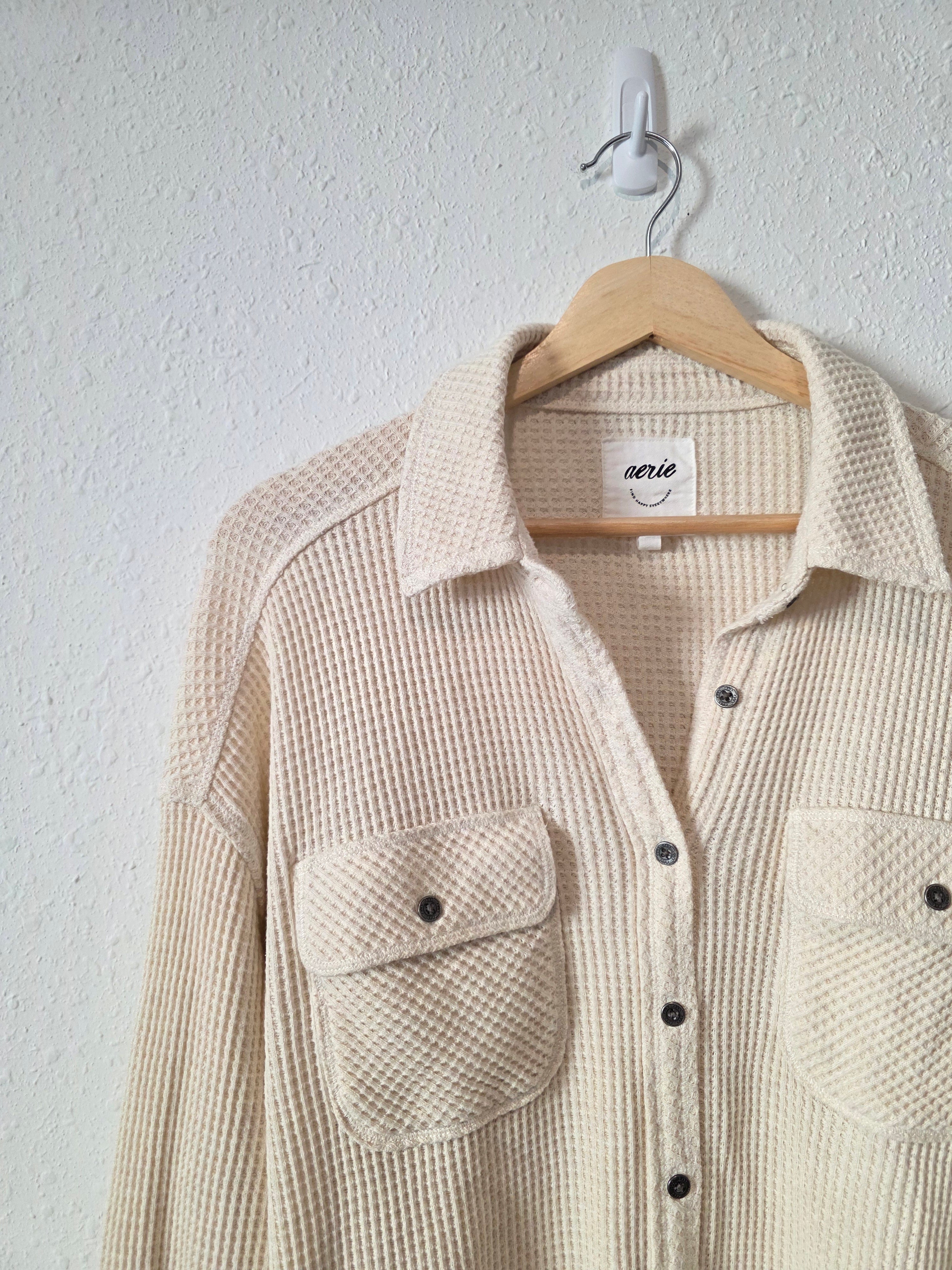 Aerie Oversized Waffle Shirt Jacket (S)