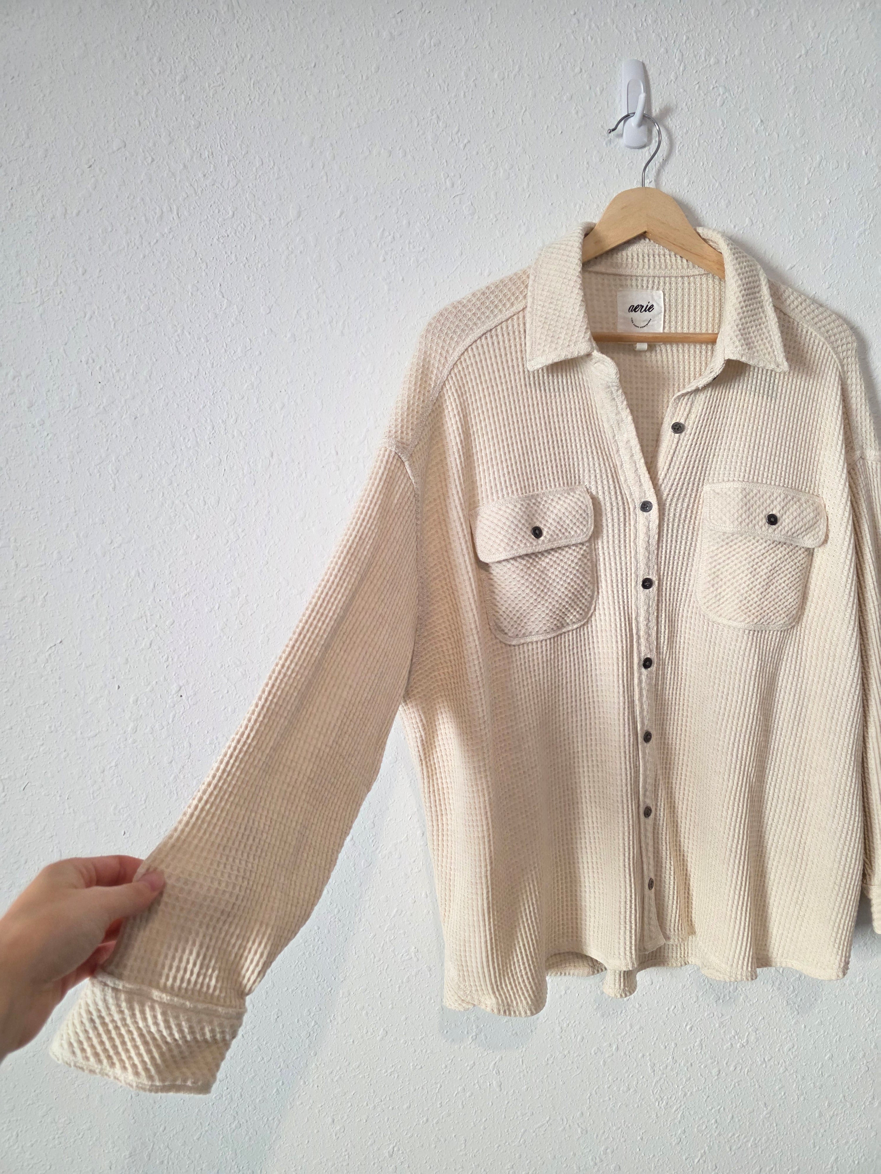 Aerie Oversized Waffle Shirt Jacket (S)