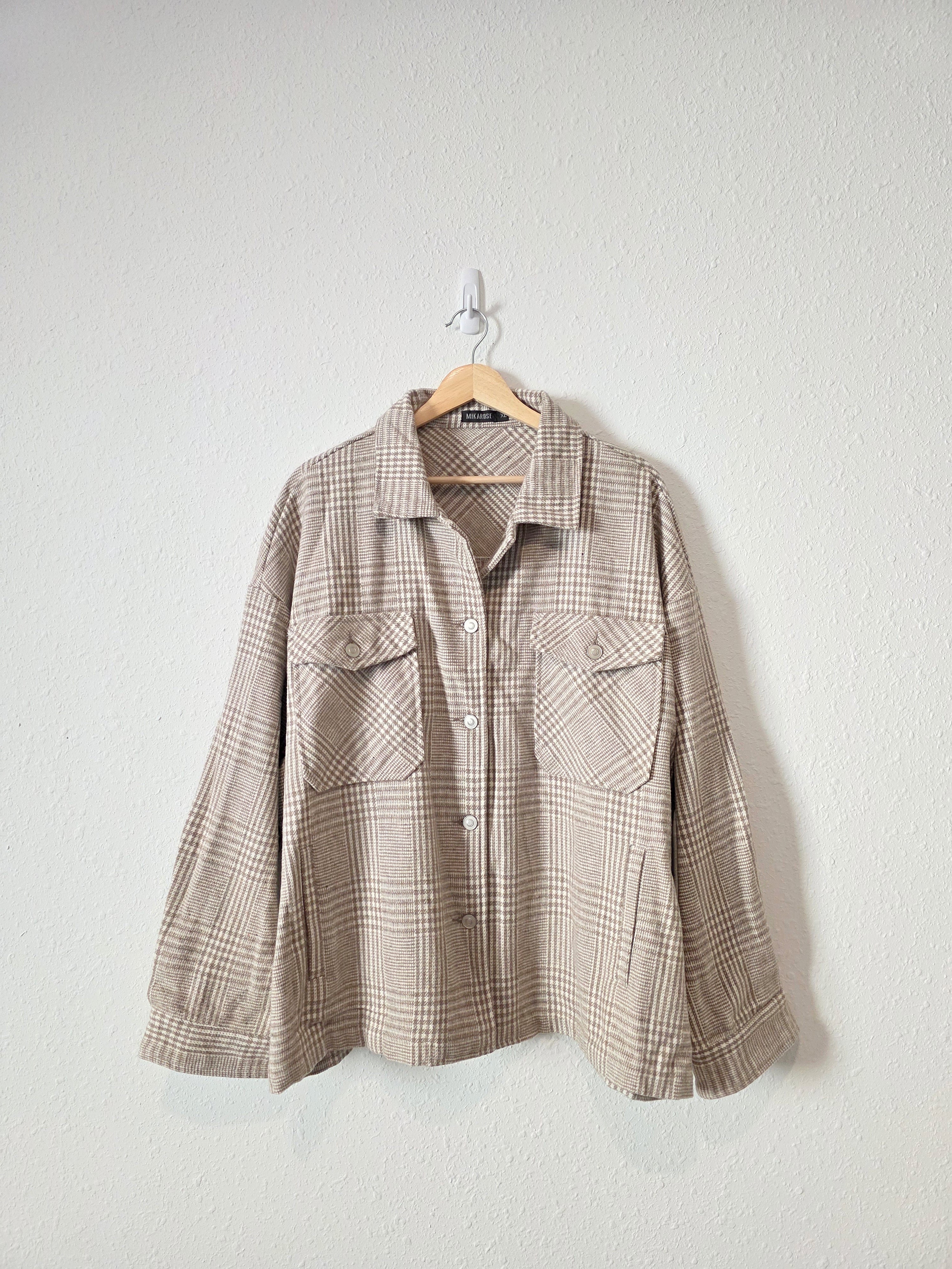 Mikarose Neutral Button Up Shirt Jacket (XL)