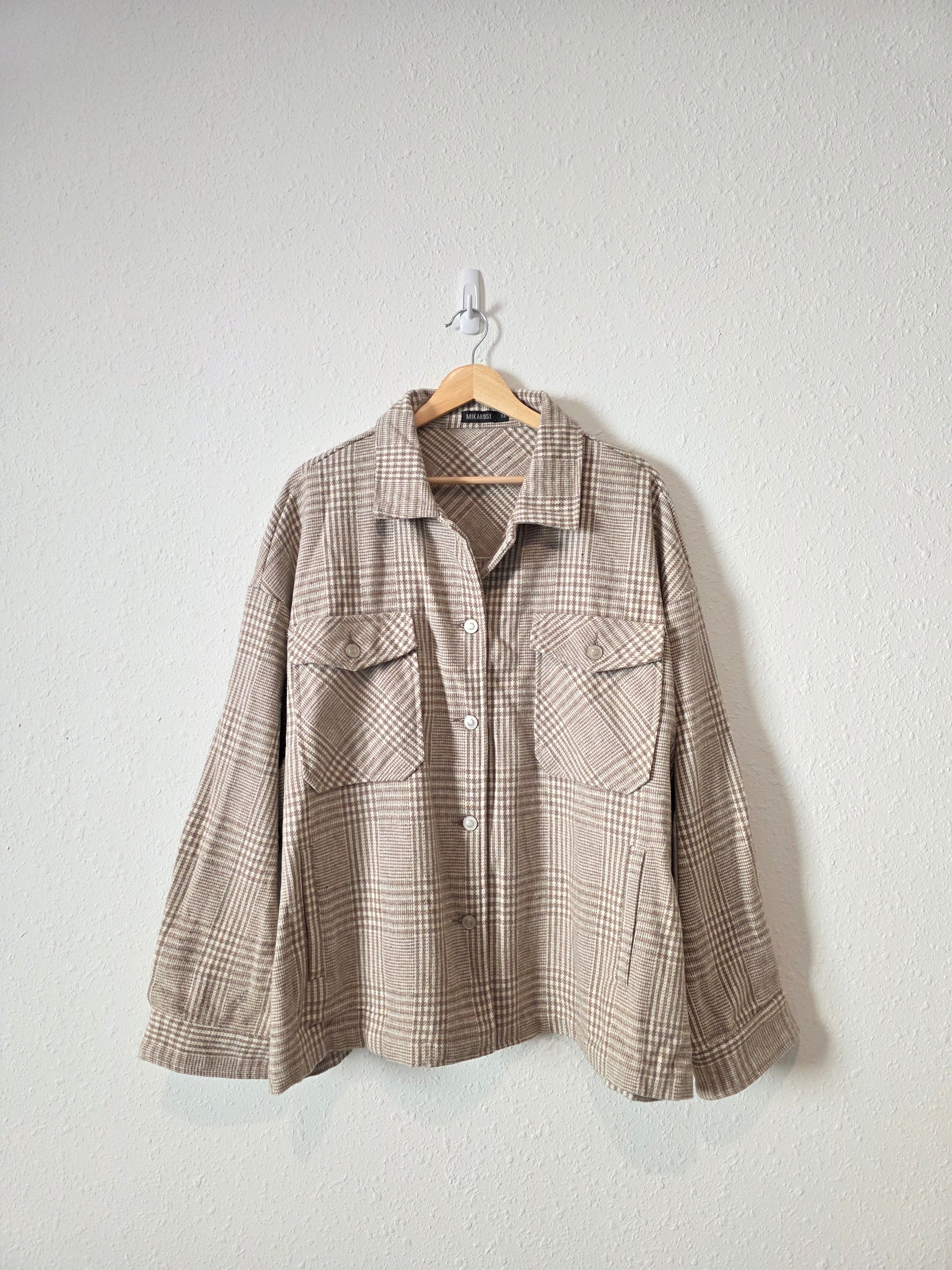 Mikarose Neutral Button Up Shirt Jacket (XL)
