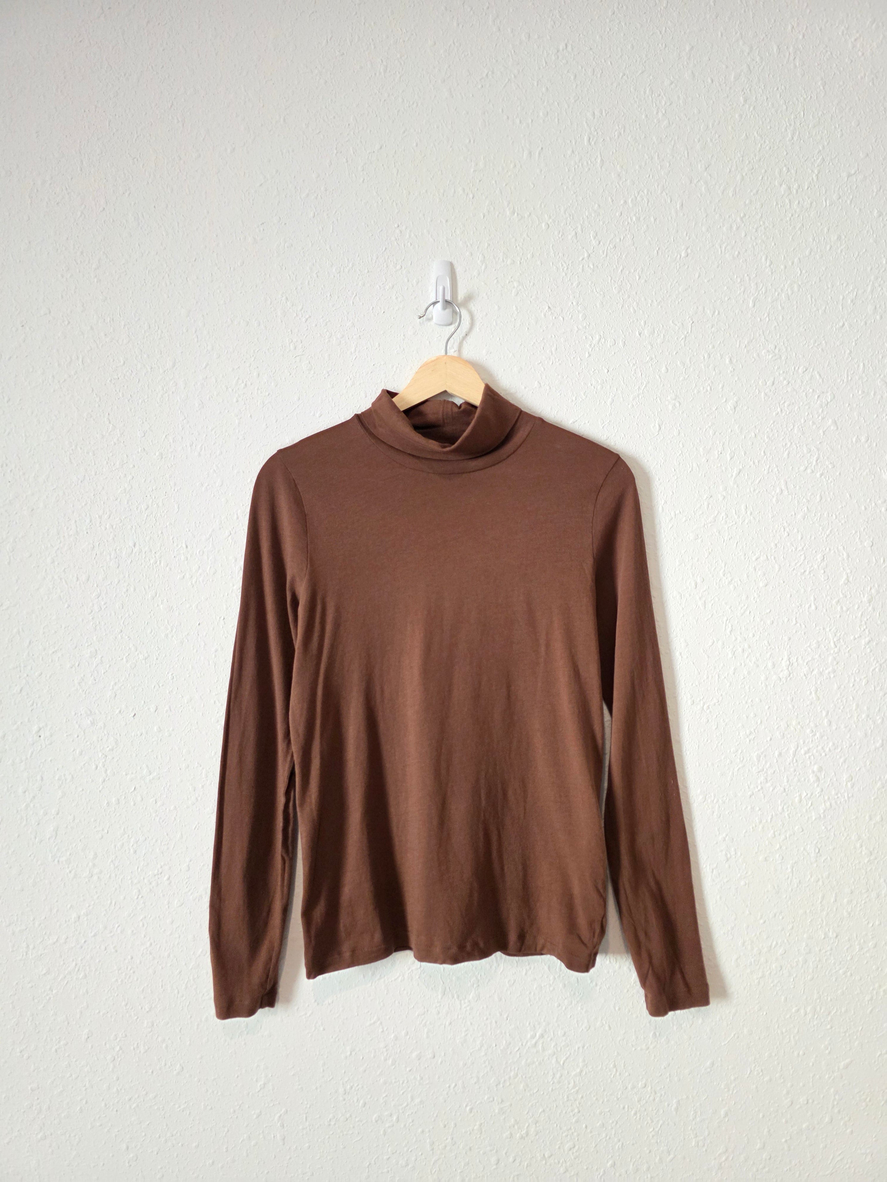 J.Crew Brown Cotton Turtleneck Top (S)