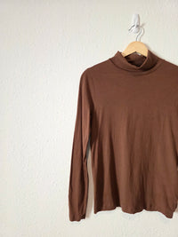 J.Crew Brown Cotton Turtleneck Top (S)