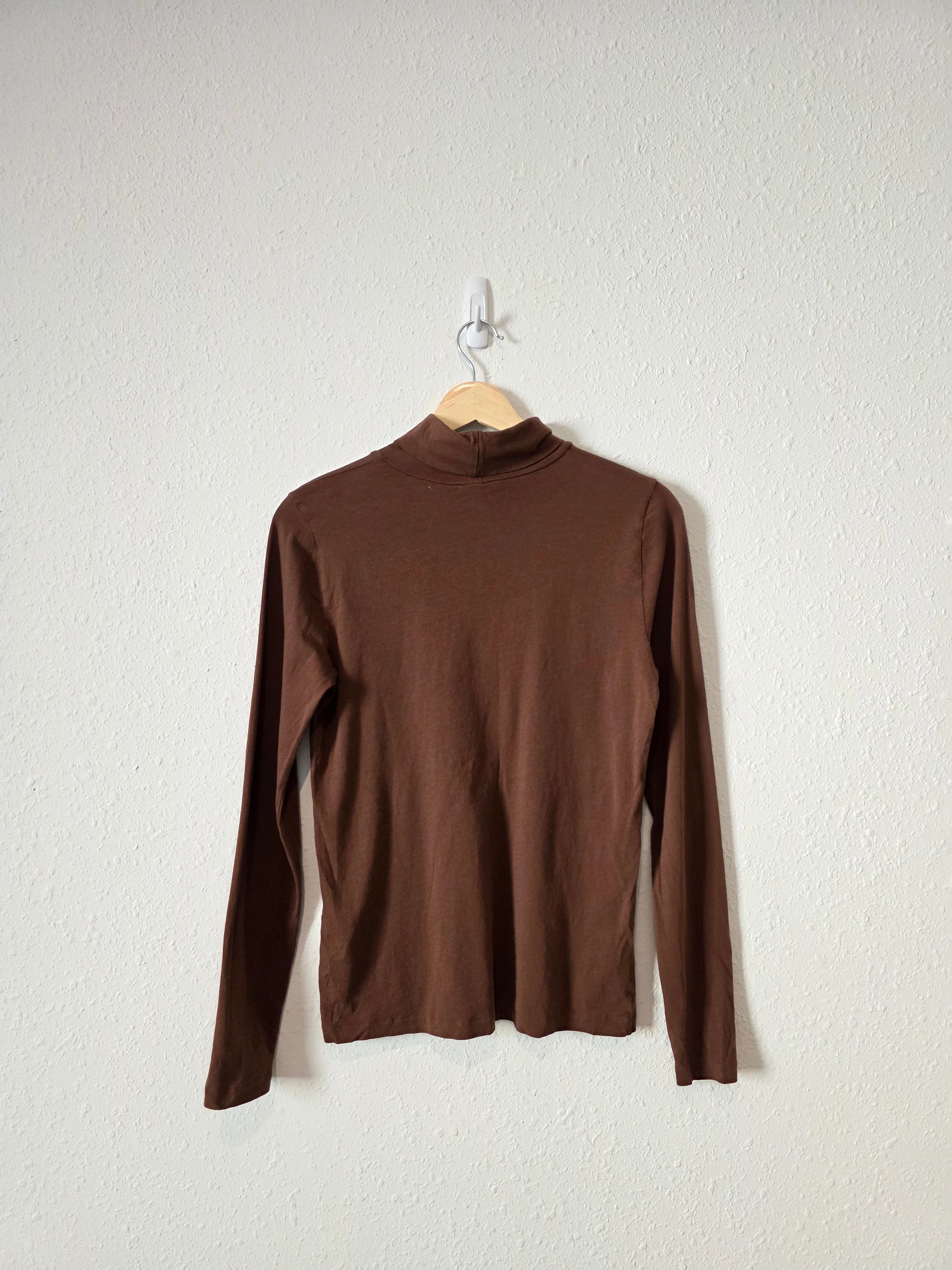 J.Crew Brown Cotton Turtleneck Top (S)