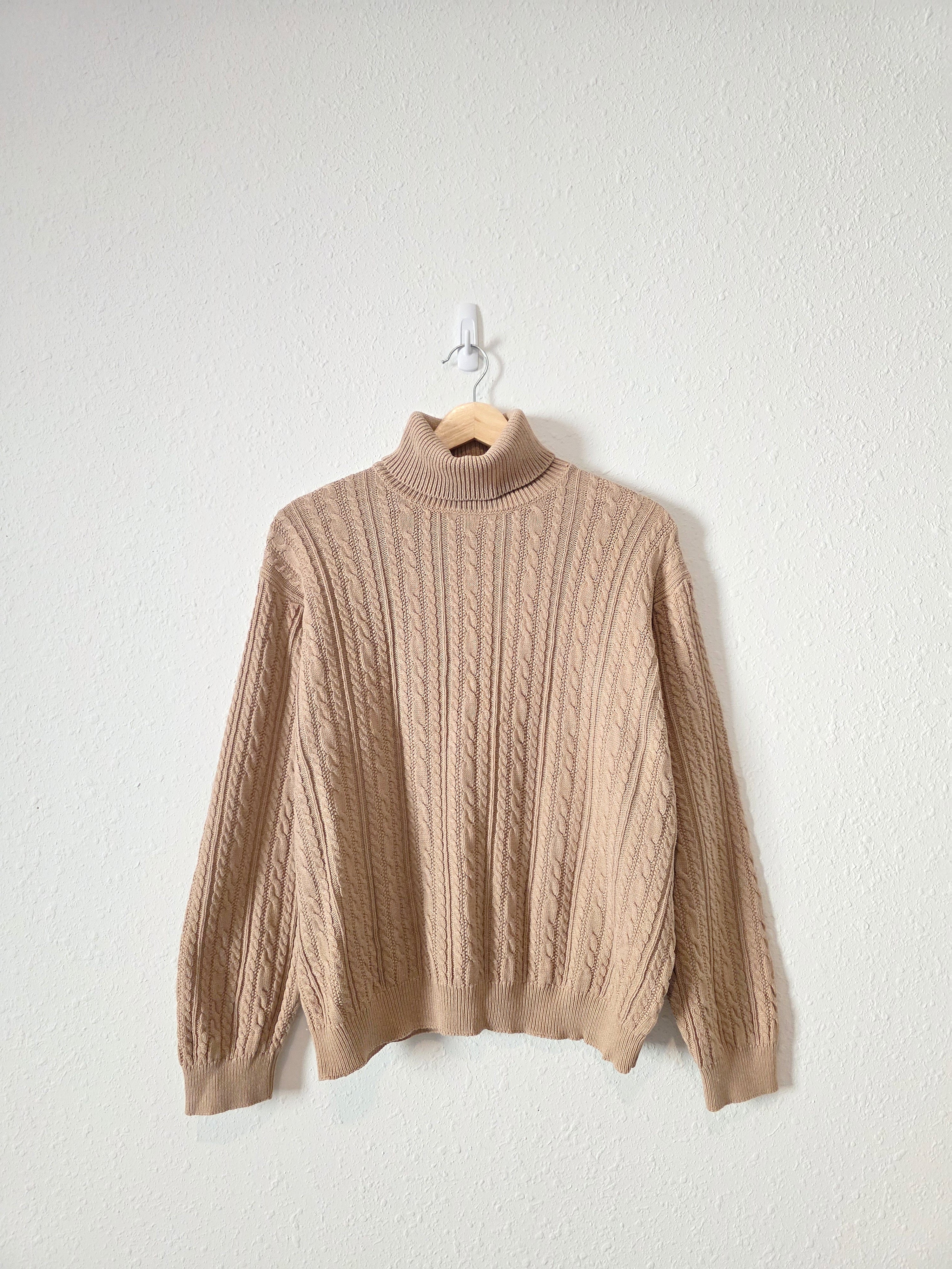 Vintage Cable Knit Turtleneck Sweater (L)