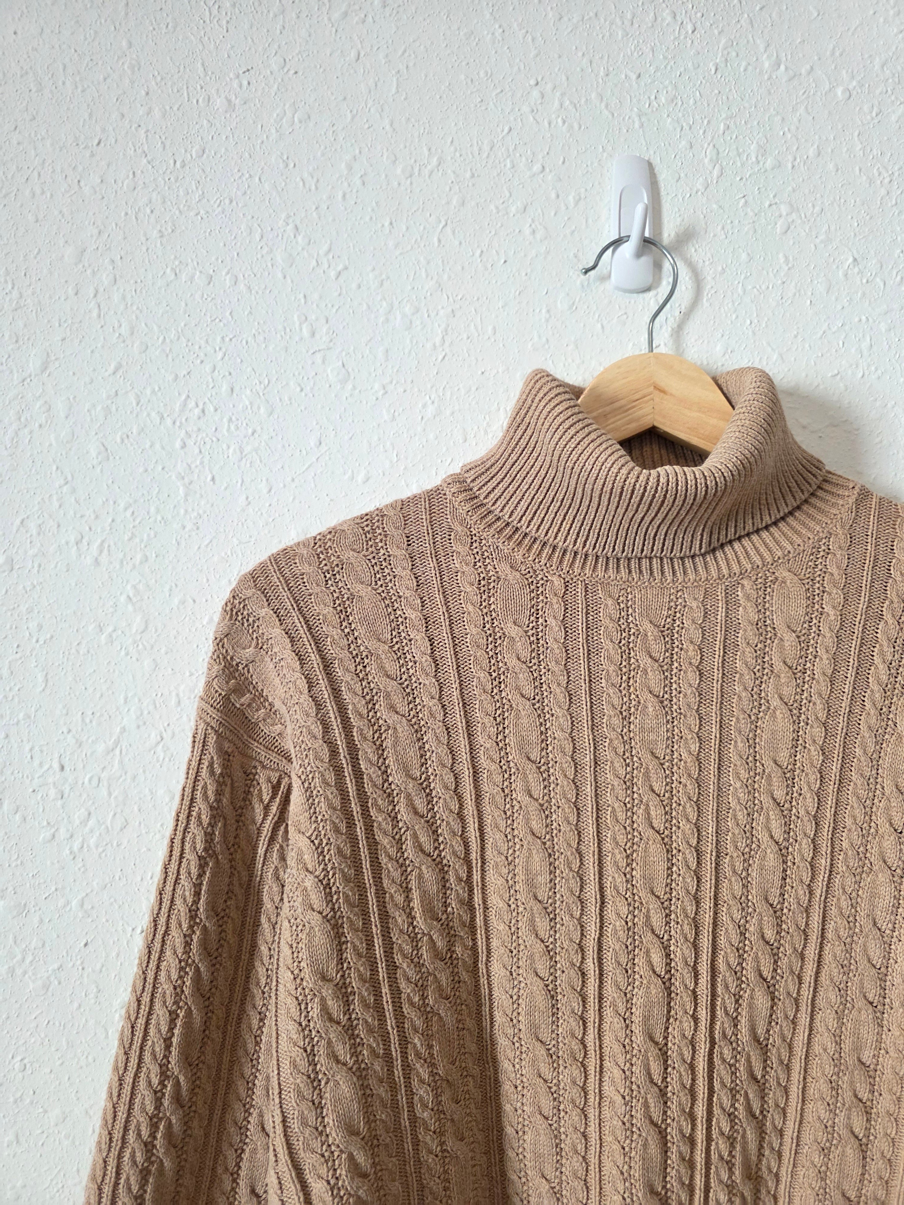 Vintage Cable Knit Turtleneck Sweater (L)