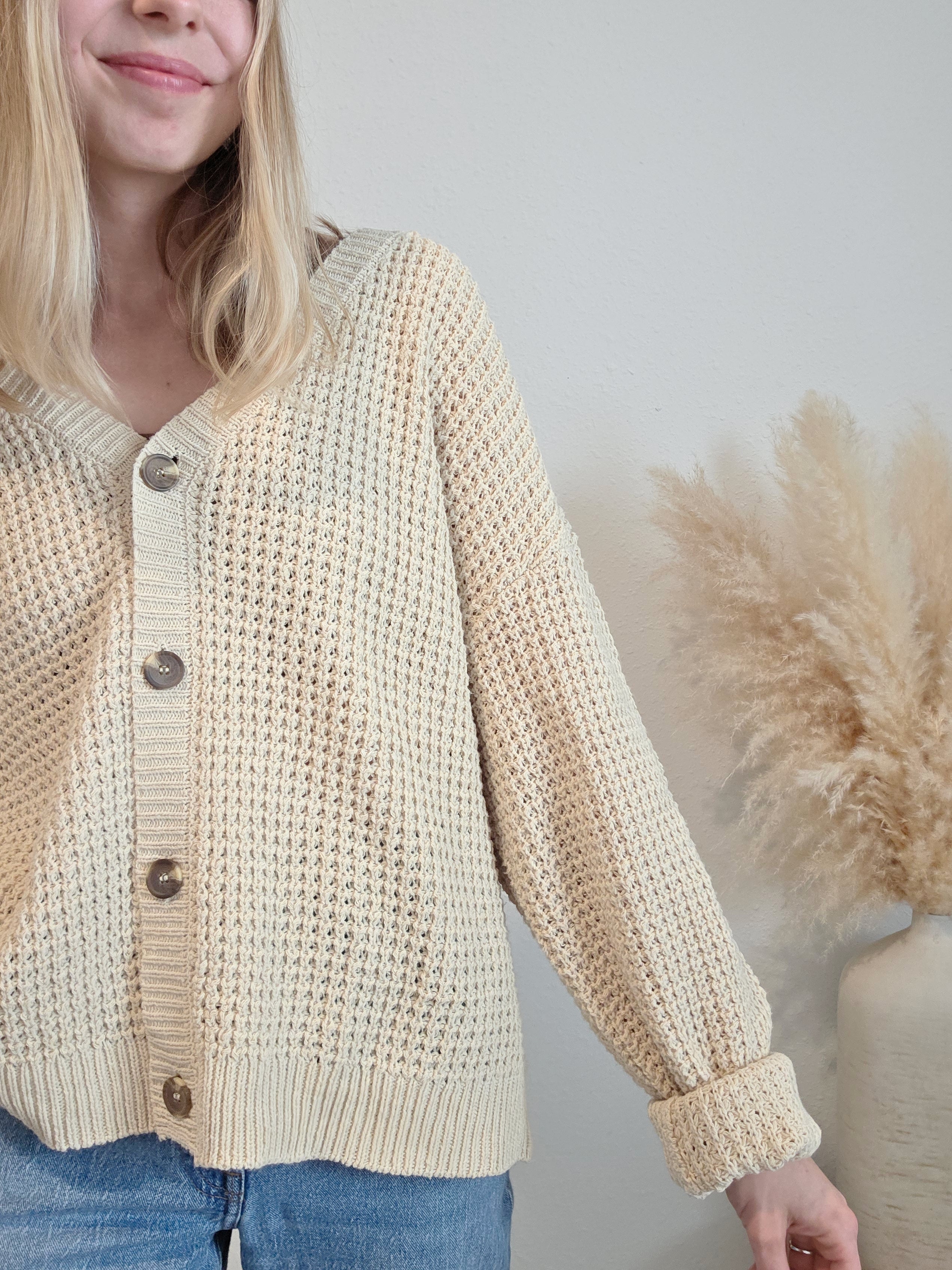 Neutral Waffle Knit Sweater (M/L)