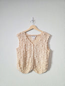 Vintage Floral Crochet Vest (M)