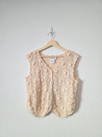 Vintage Floral Crochet Vest (M)